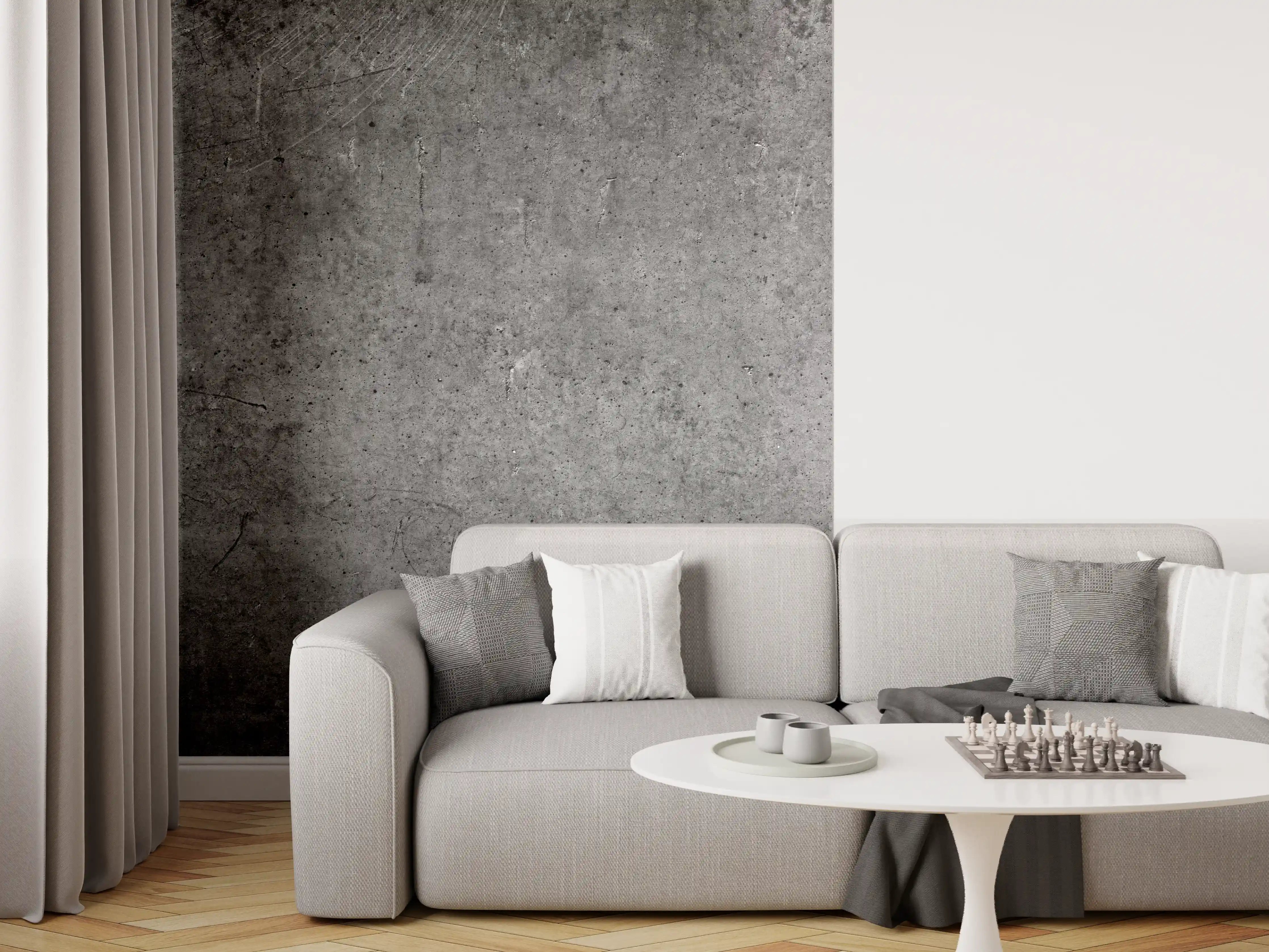 Wandverkleidung Wohnzimmer - Moderne Grau-Schwarze Betonoptik