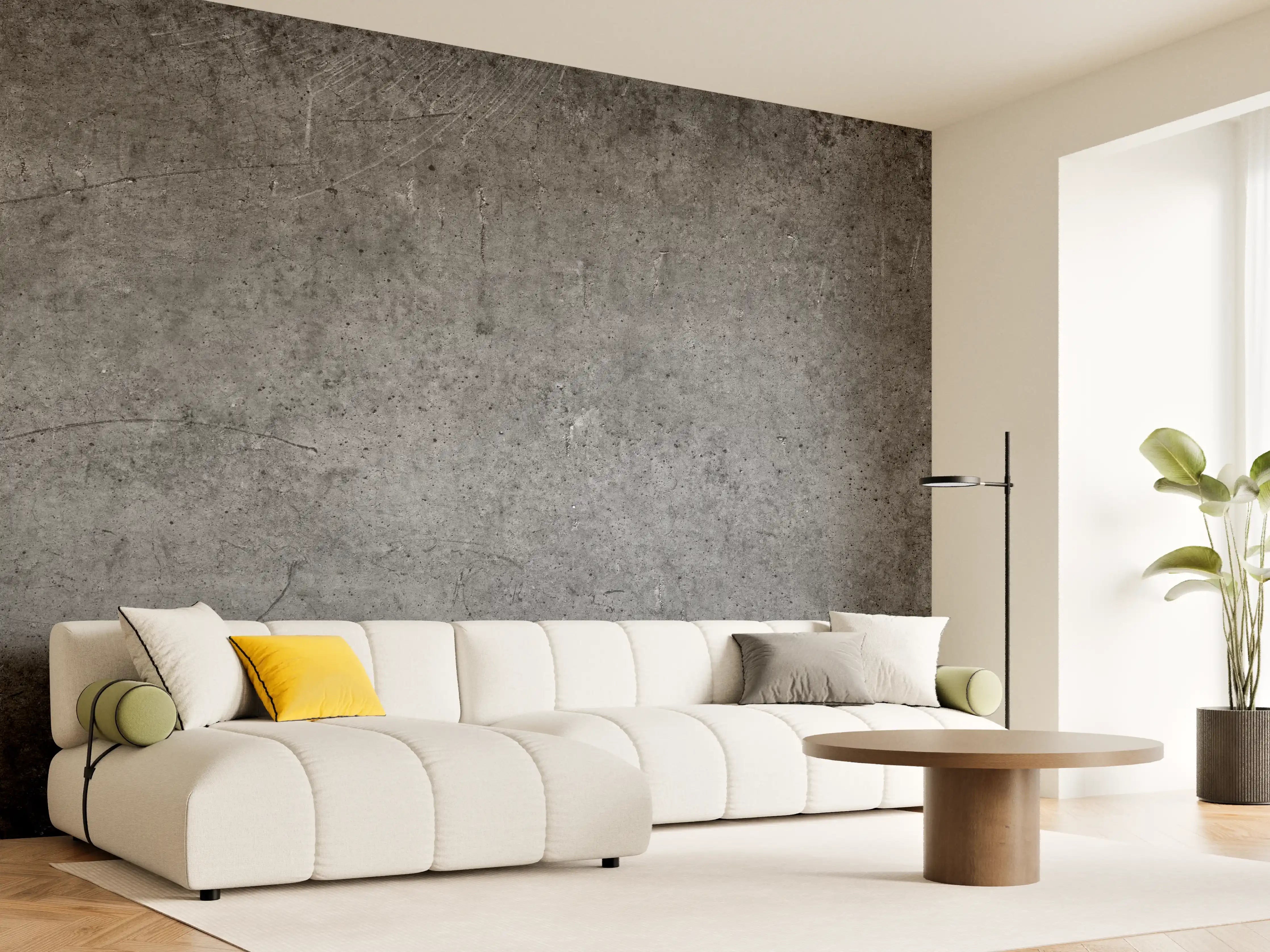 Wandverkleidung Wohnzimmer - Moderne Grau-Schwarze Betonoptik