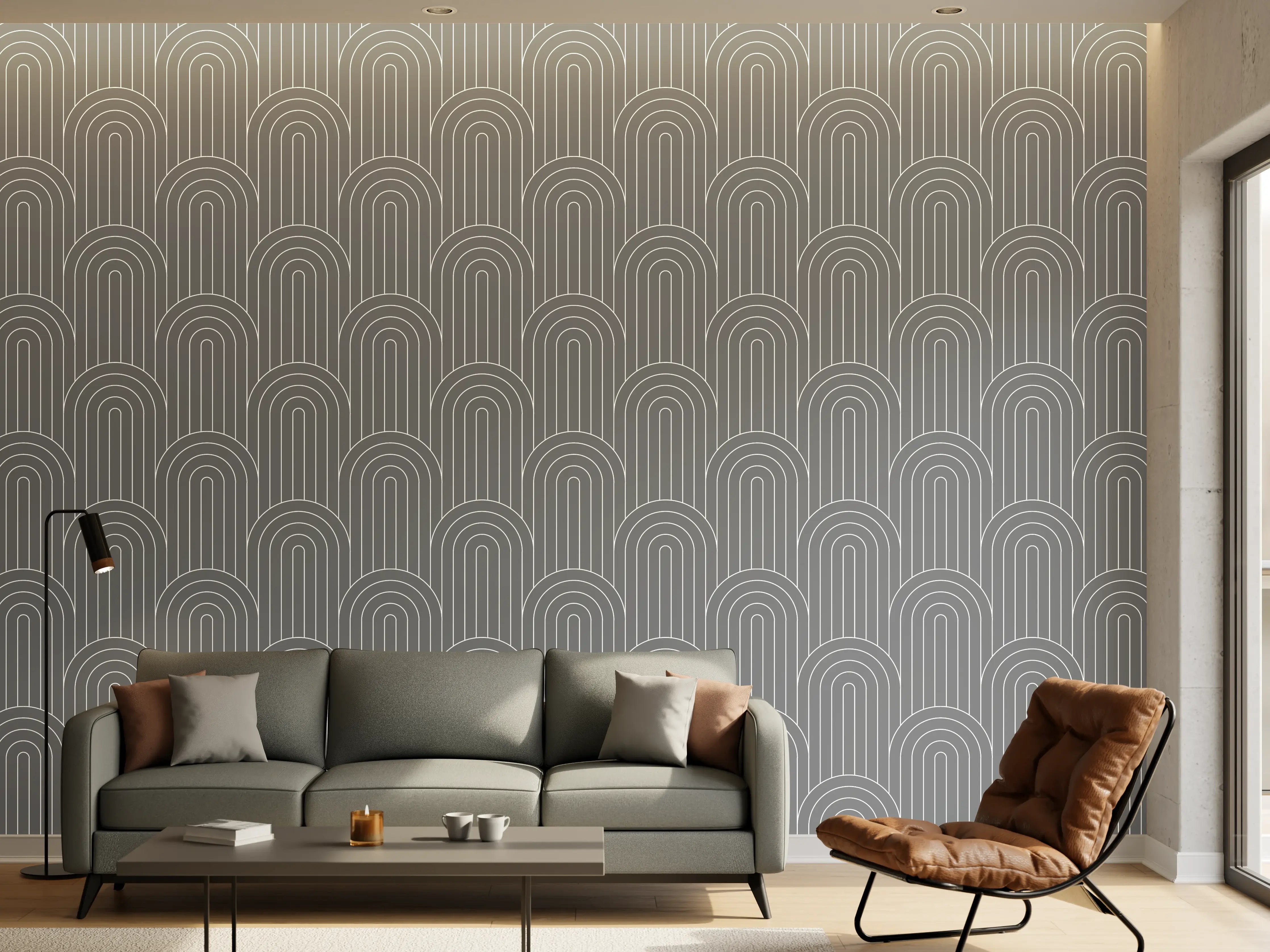 Wandverkleidung Wohnzimmer - Moderne Grautöne Musterwand