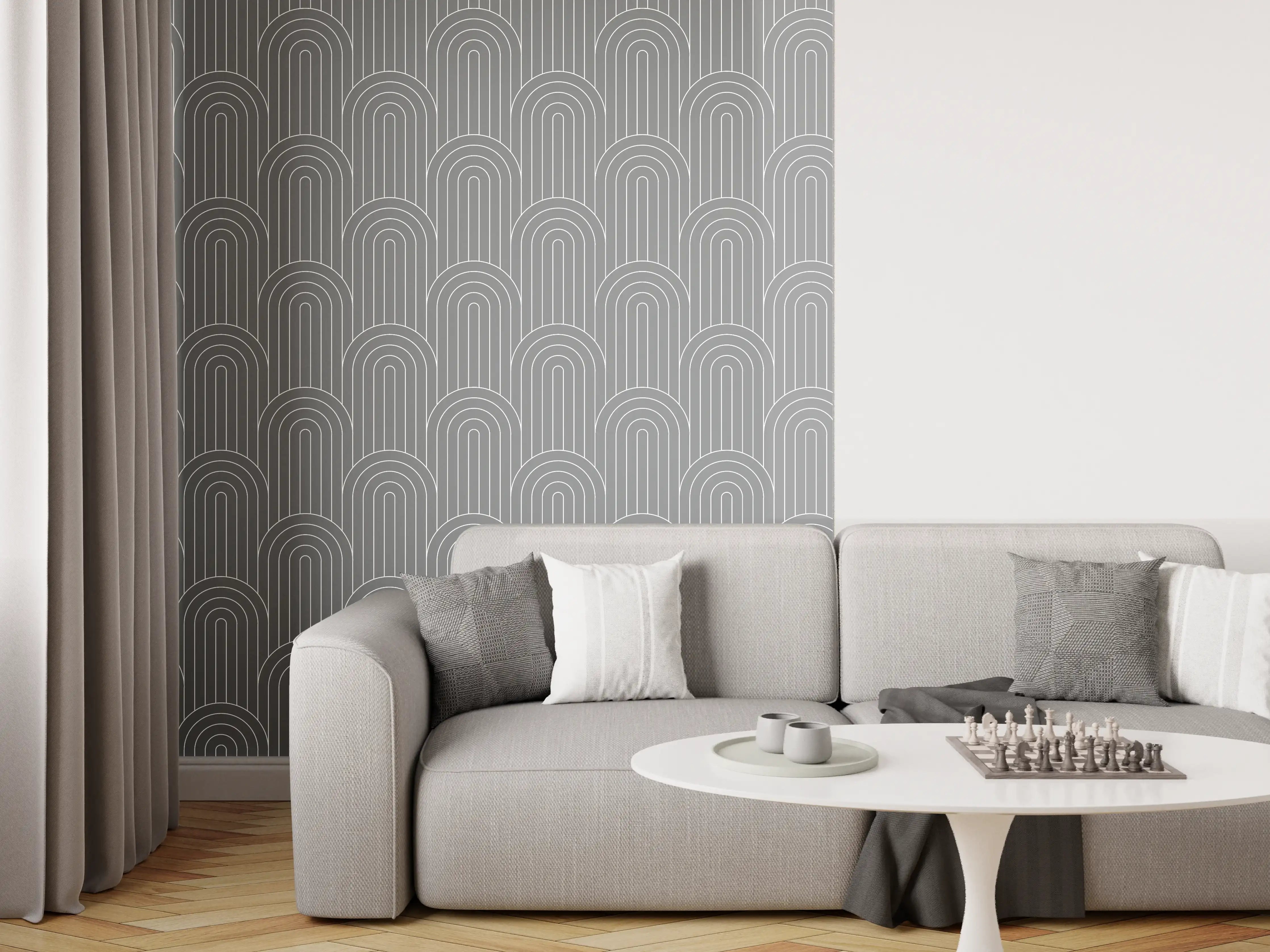 Wandverkleidung Wohnzimmer - Moderne Grautöne Musterwand