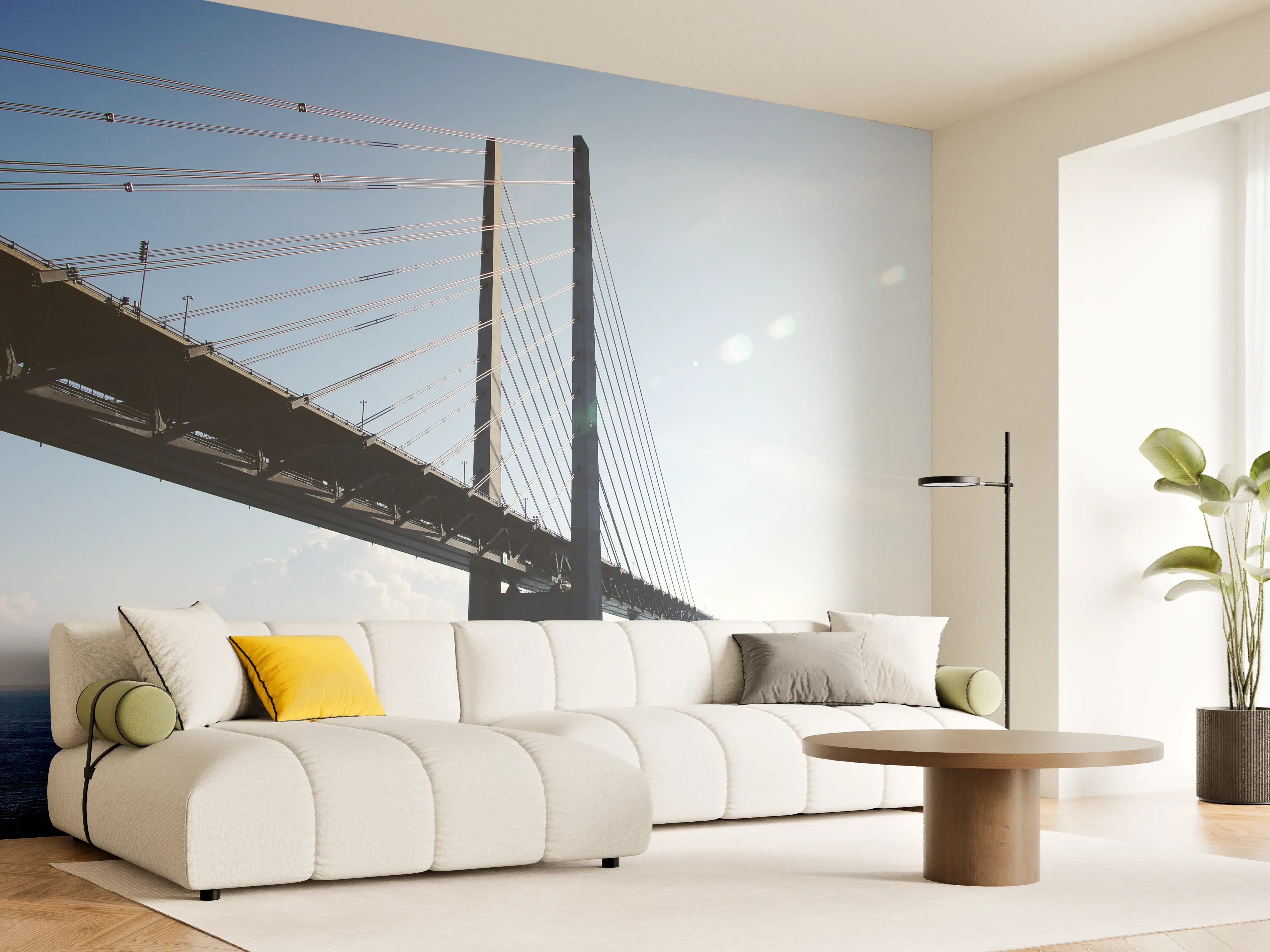 Wandverkleidung Wohnzimmer - Moderne Hängebrücke über das Meer