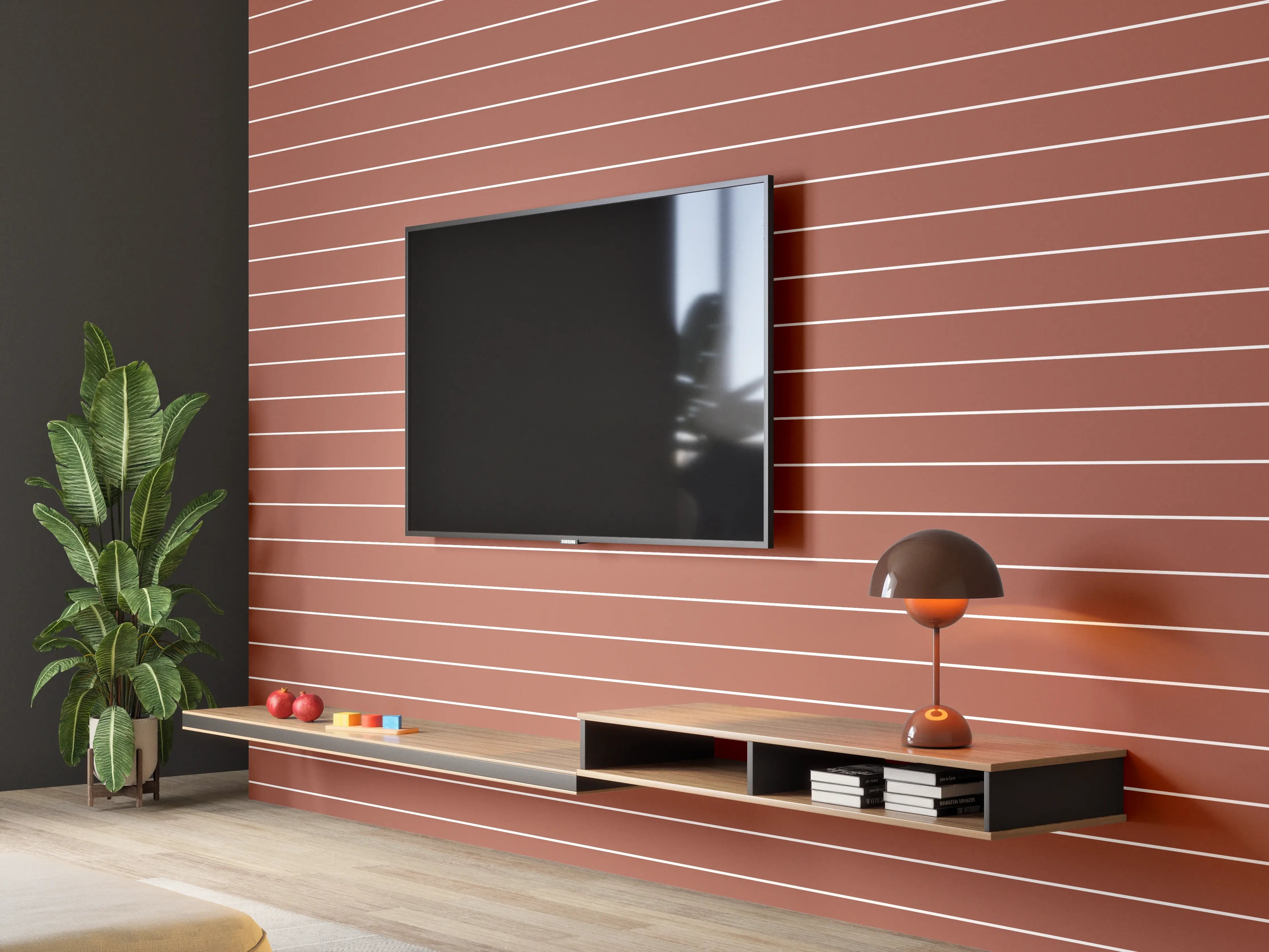 Wandverkleidung Wohnzimmer - Moderne Holzoptik-Fliese