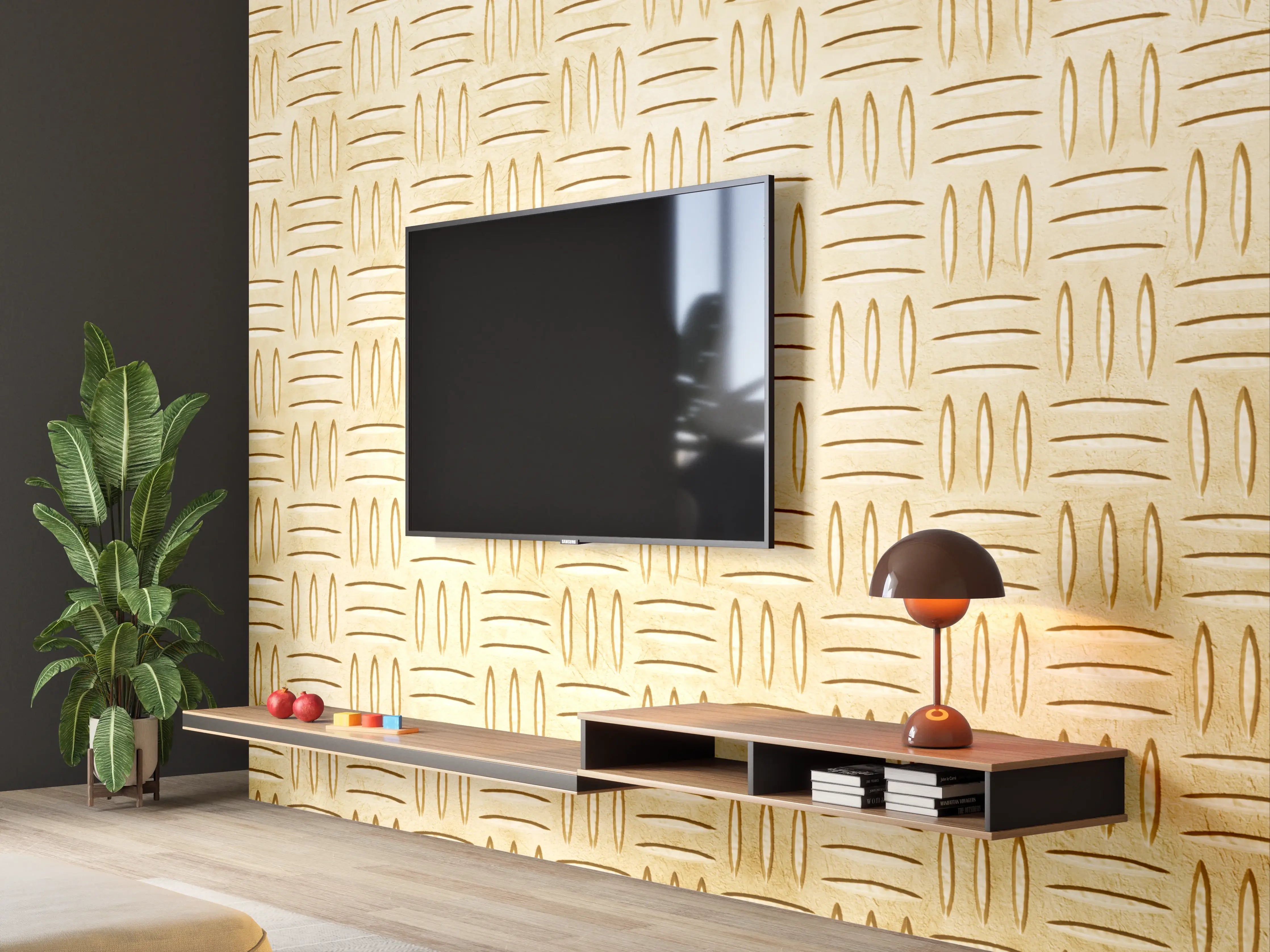 Wandverkleidung Wohnzimmer - Moderne Holzoptik Fliesen für Zuhause