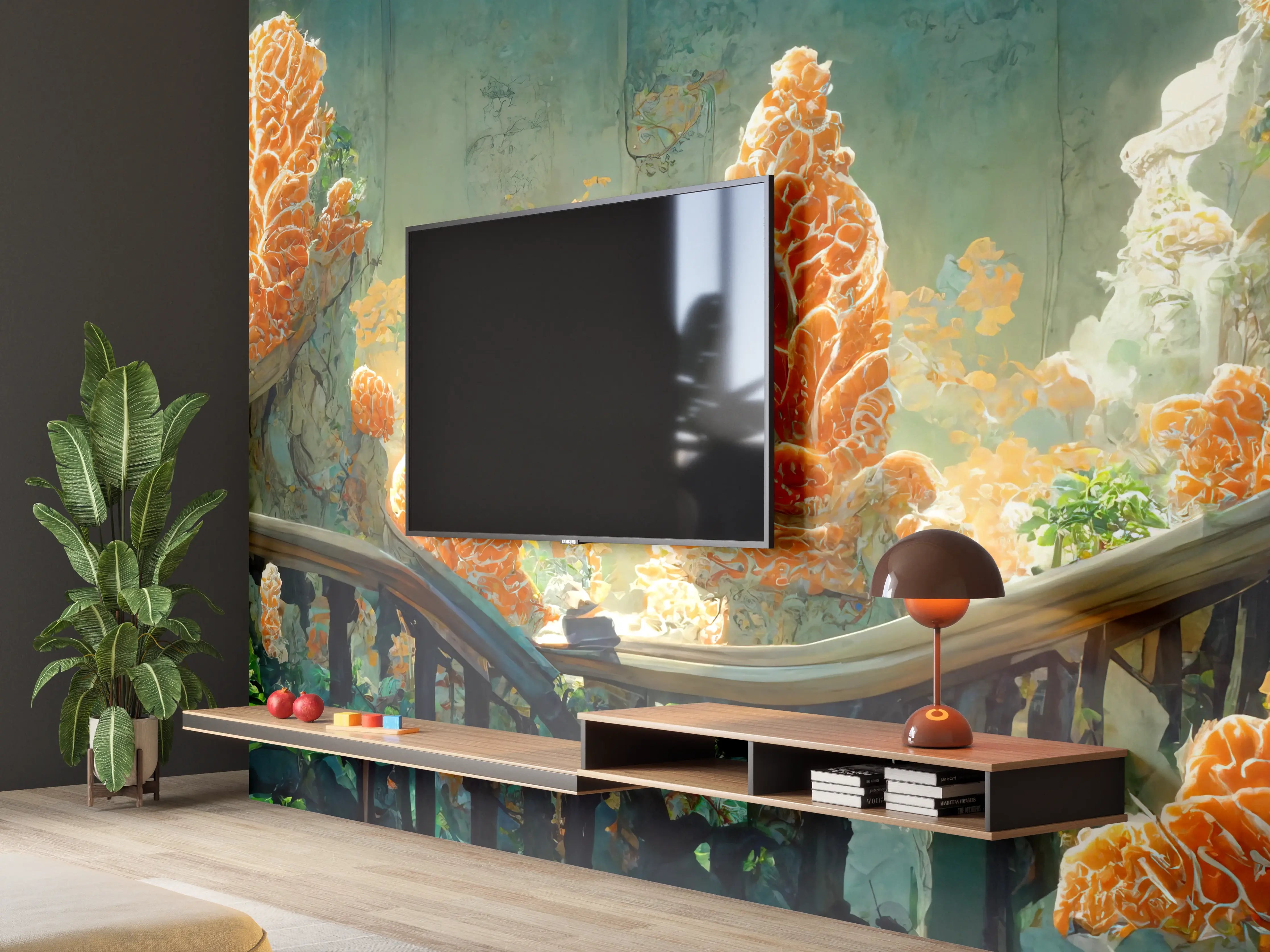 Wandverkleidung Wohnzimmer - Moderne Kunst - Kakteen