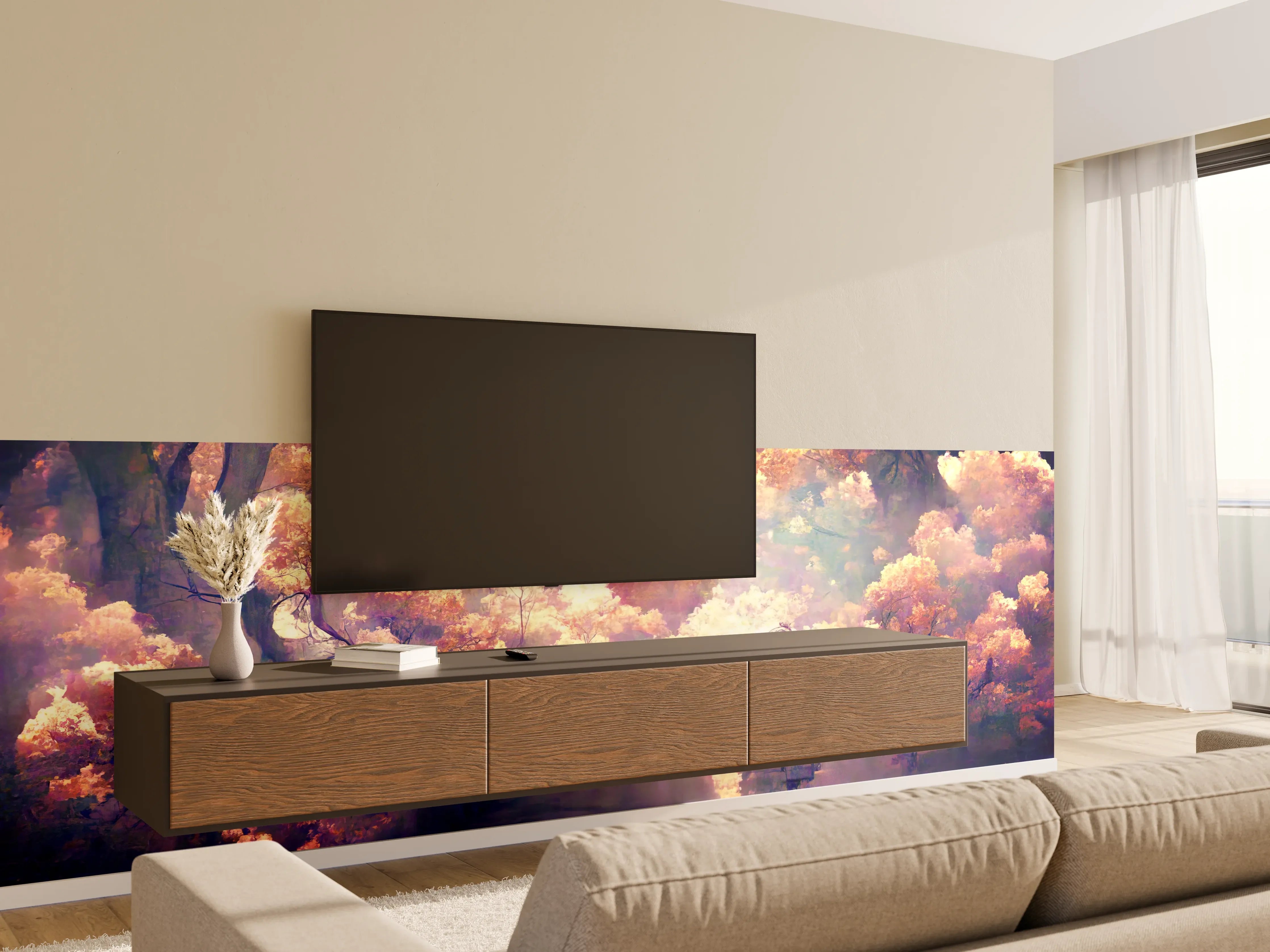 Wandverkleidung Wohnzimmer - Moderne Kunst - Person in den Wäldern
