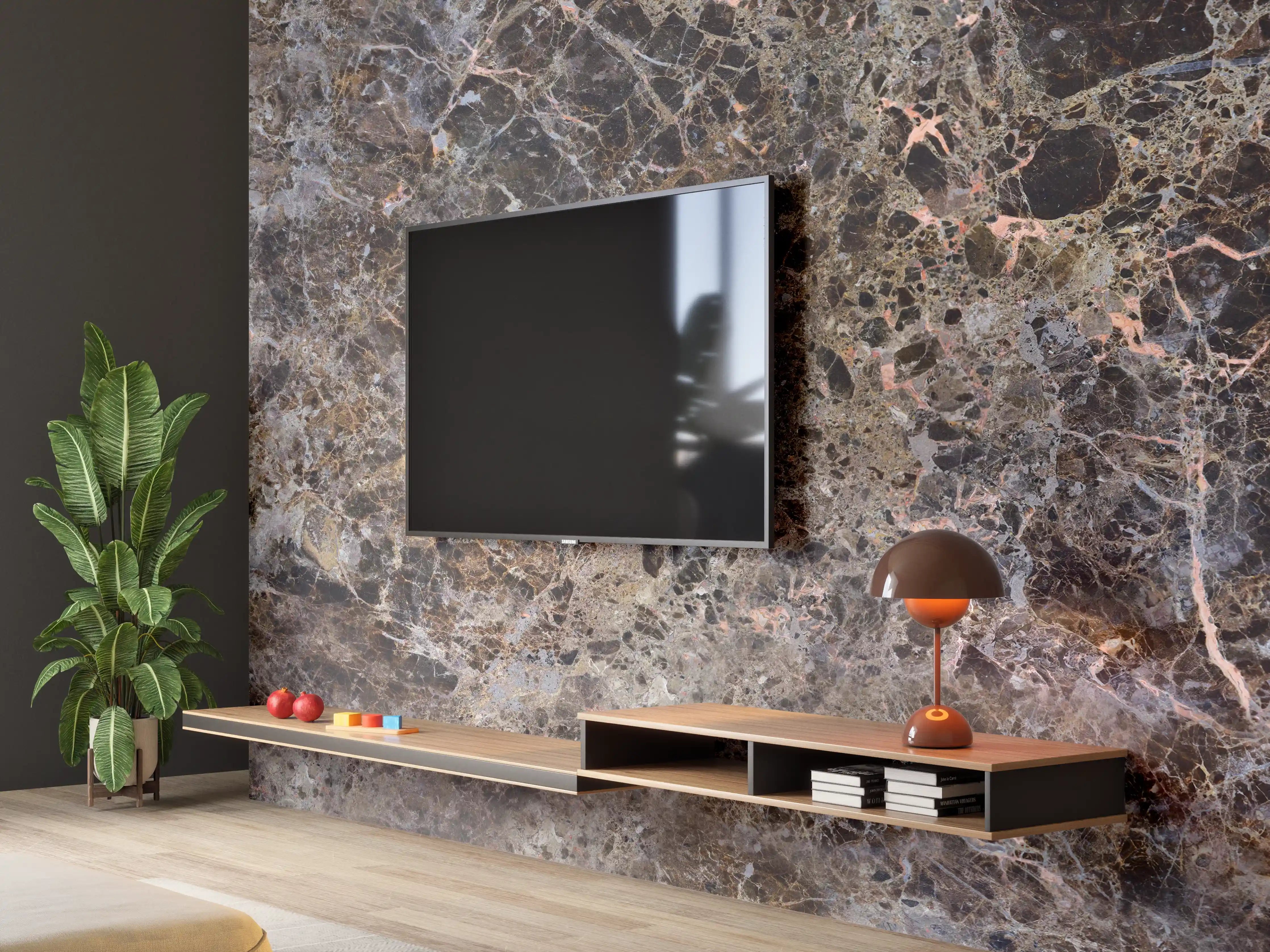 Wandverkleidung Wohnzimmer - Moderne Marmor Granit Textur