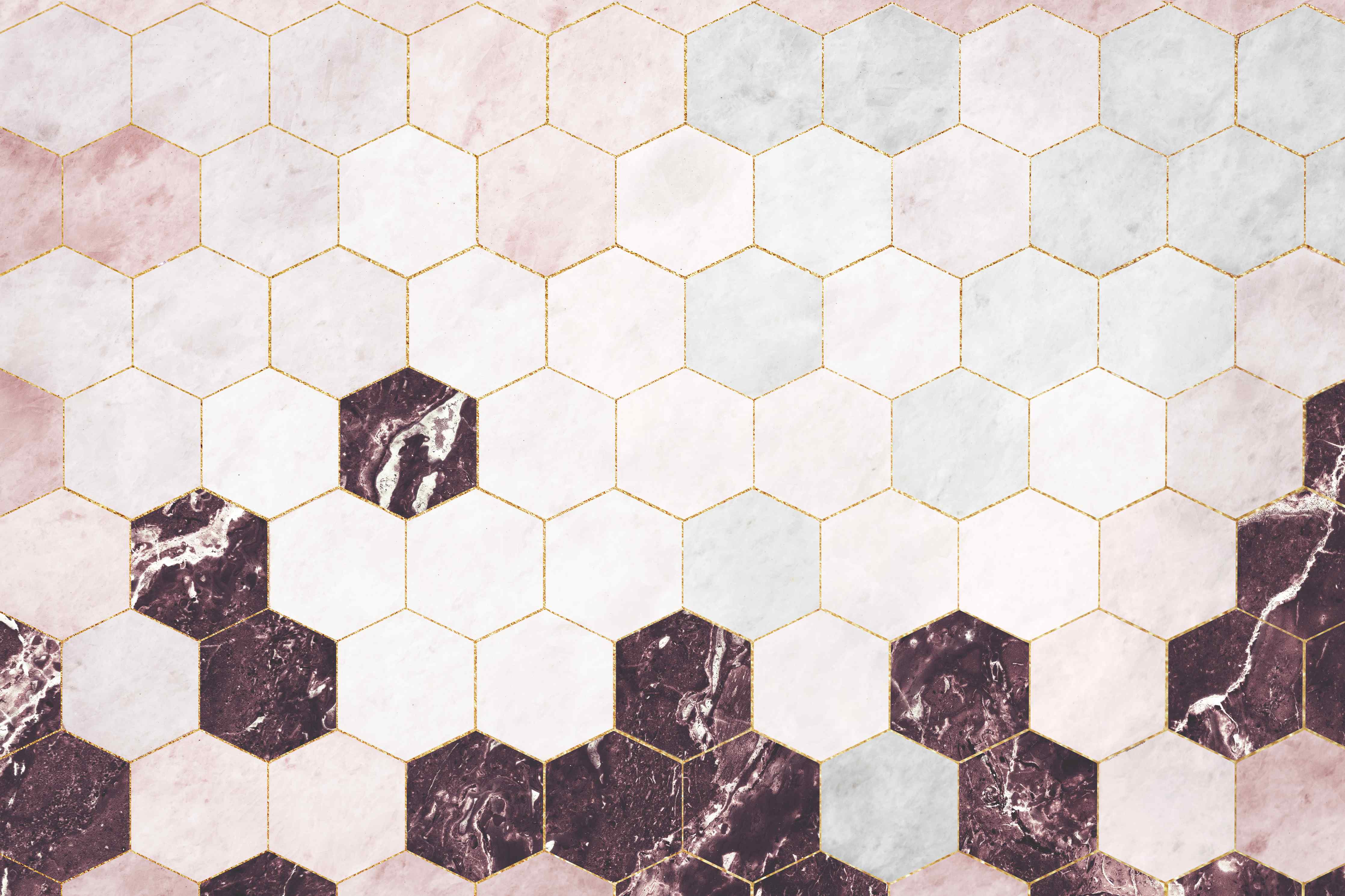 Wandverkleidung Wohnzimmer-Moderne Marmorfliesen im Hexagon-Design