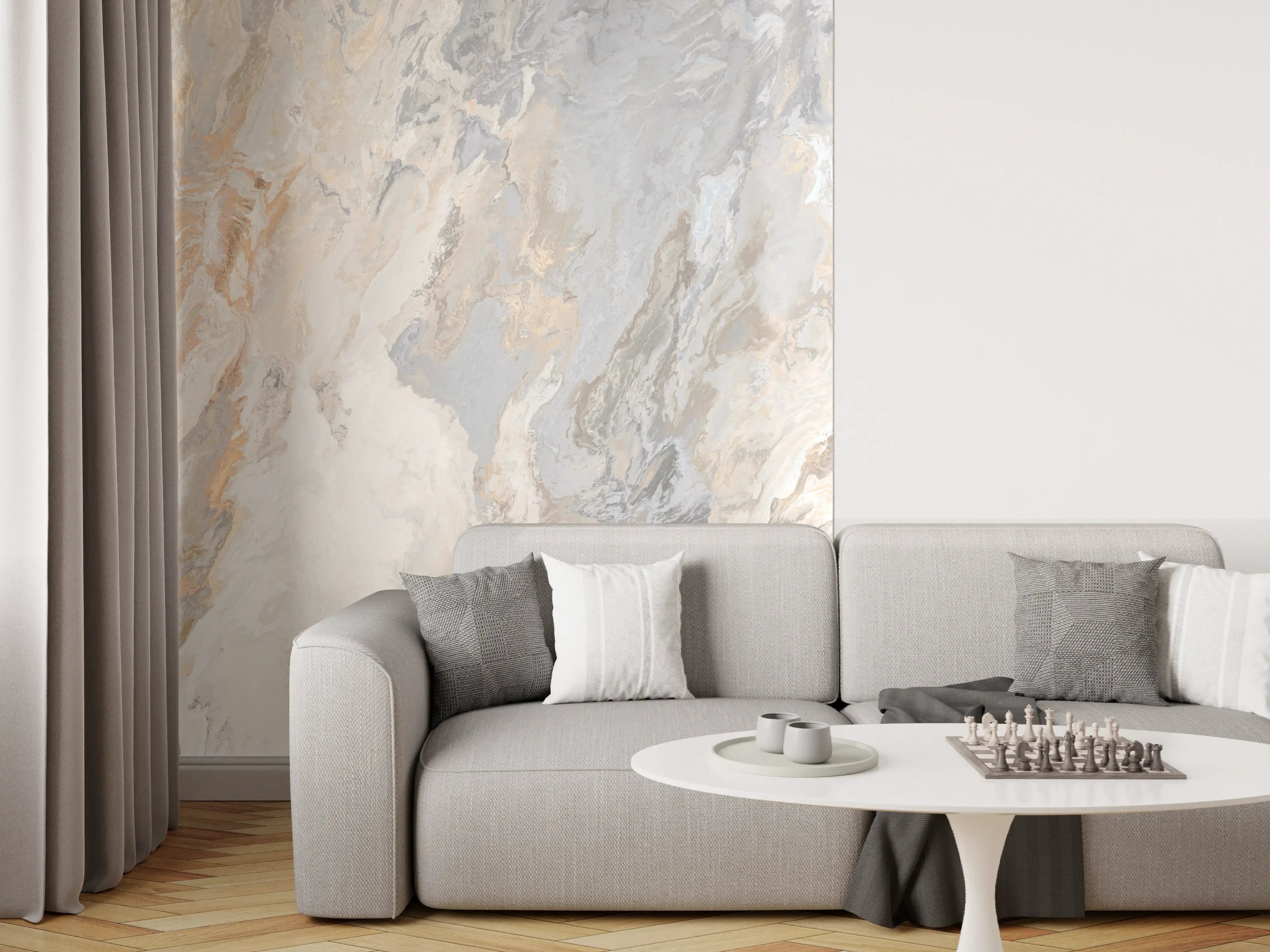 Wandverkleidung Wohnzimmer - Moderne Marmoroptikfliese