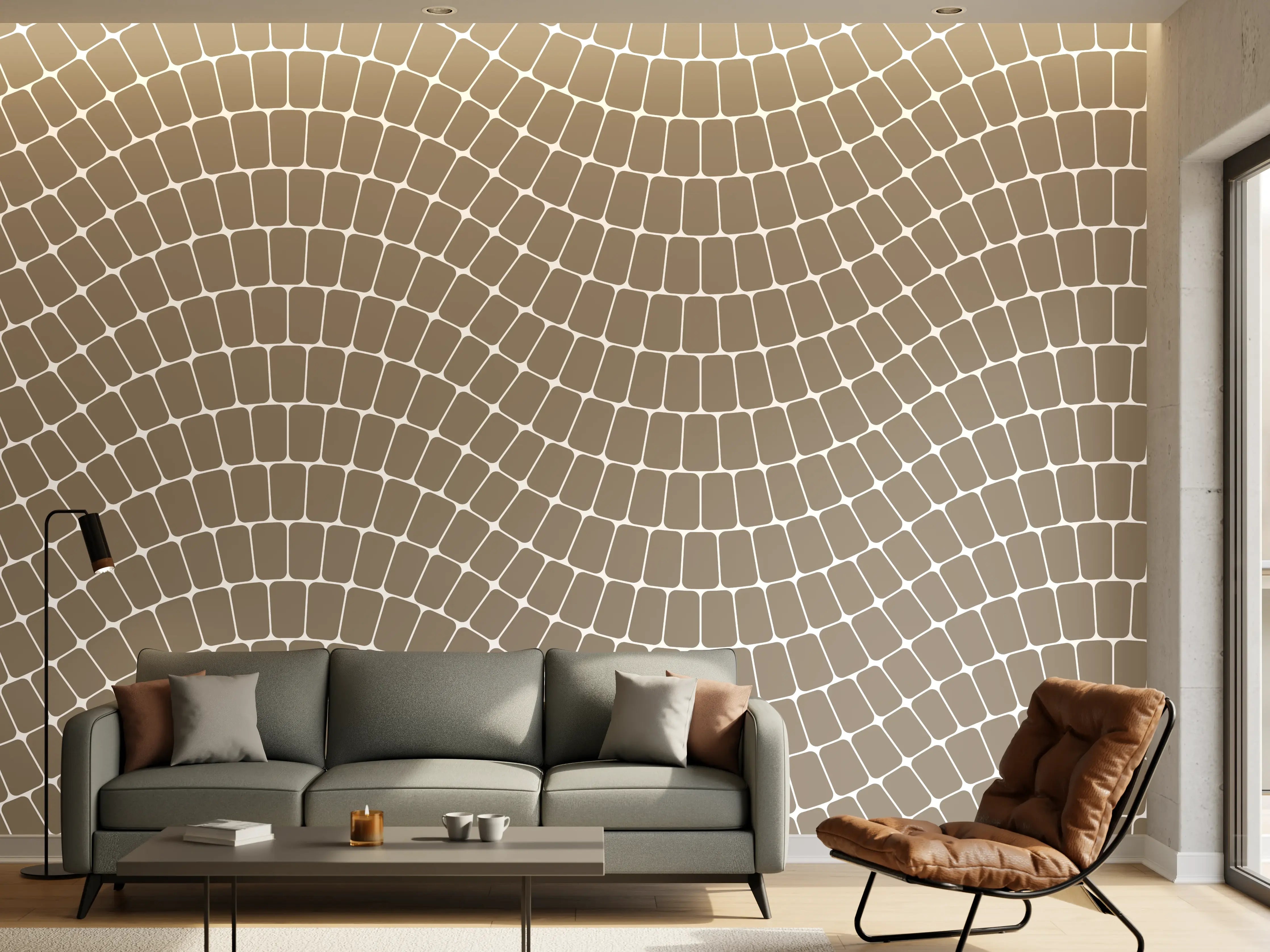 Wandverkleidung Wohnzimmer - Moderne Mosaik Fliesen im Braun-Ton