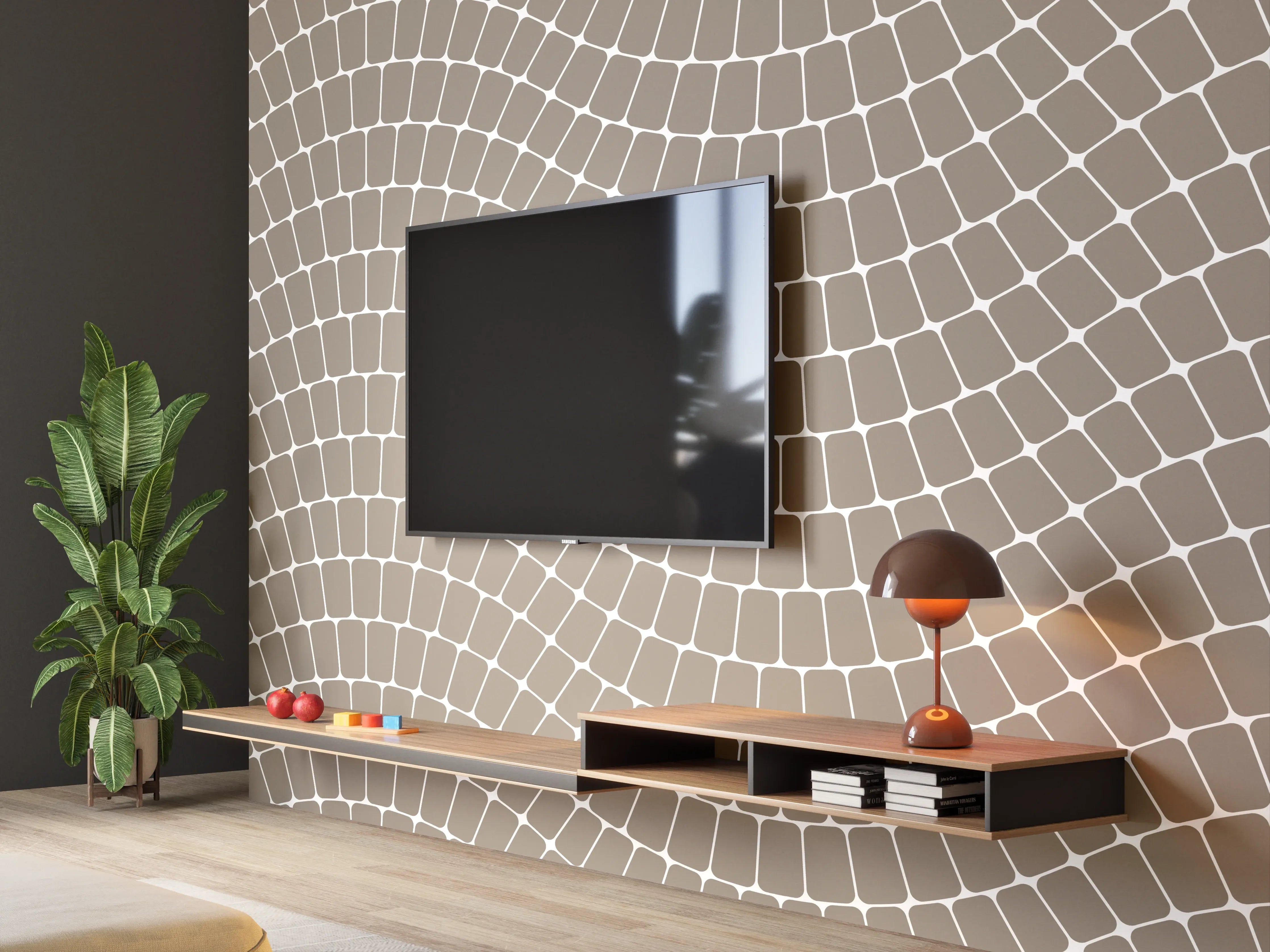Wandverkleidung Wohnzimmer - Moderne Mosaik Fliesen im Braun-Ton