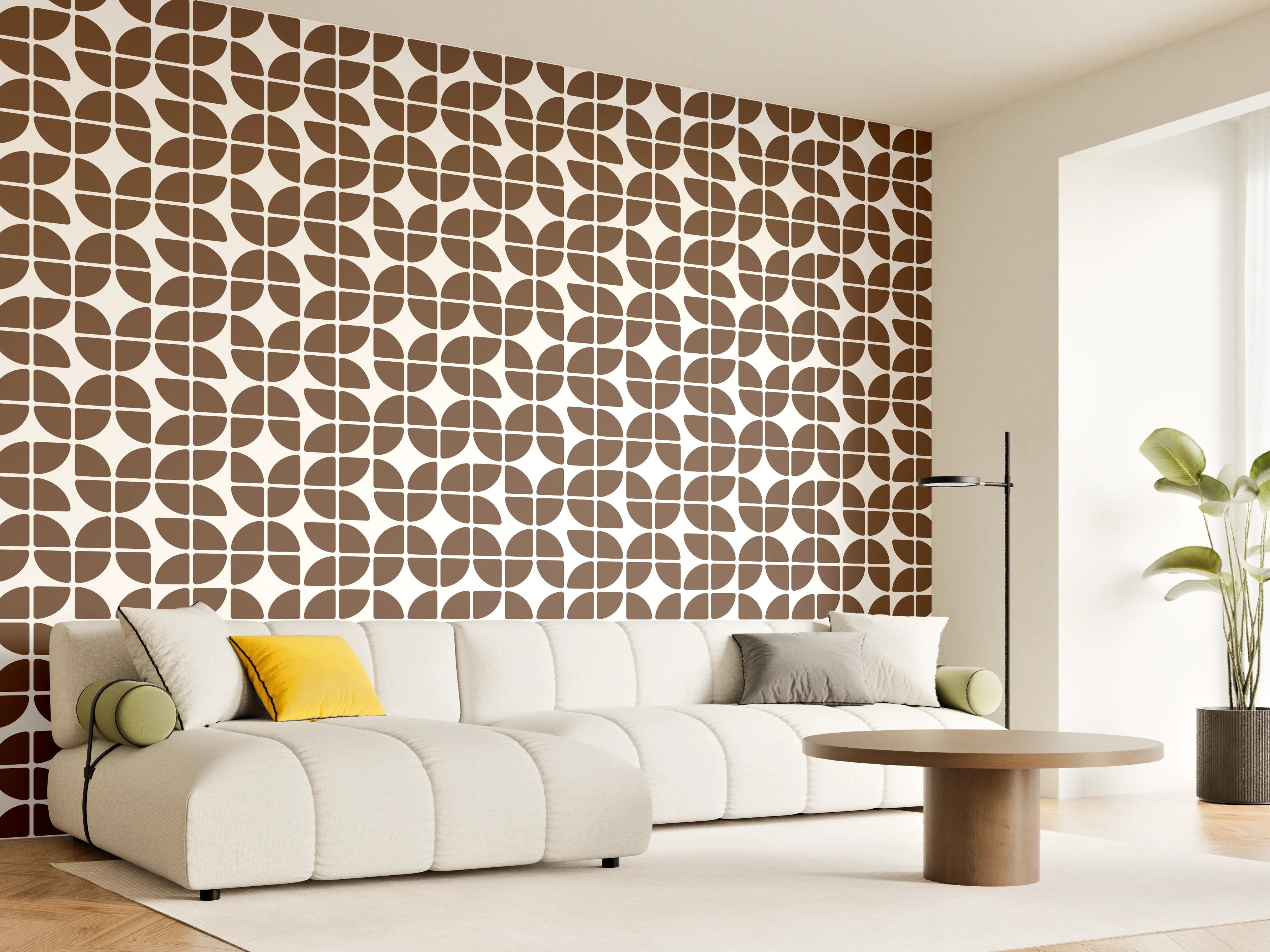 Wandverkleidung Wohnzimmer - Moderne Mosaik-Fliesen in Braun und Weiß