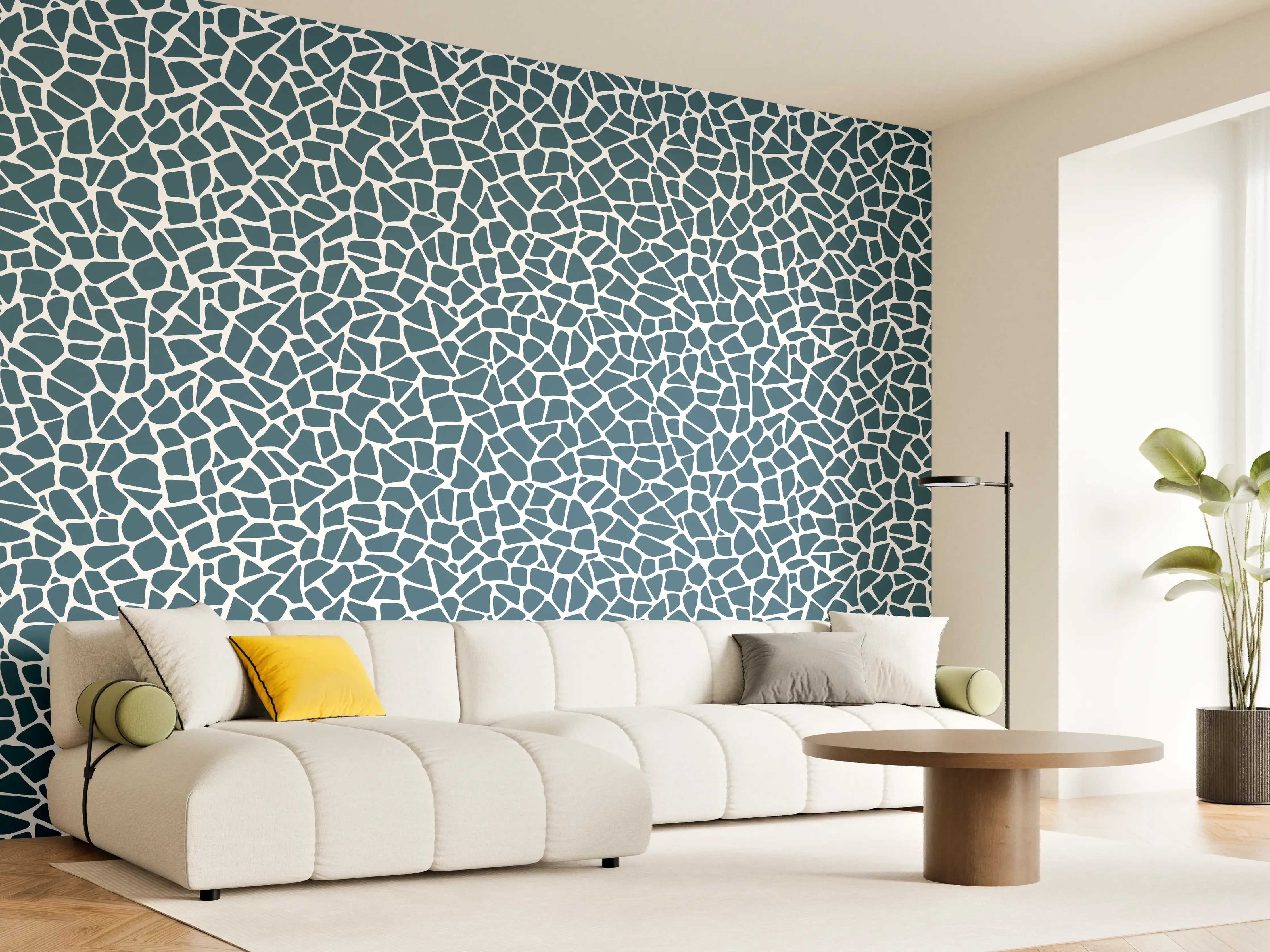 Wandverkleidung Wohnzimmer - Moderne Mosaik-Optik in Blau