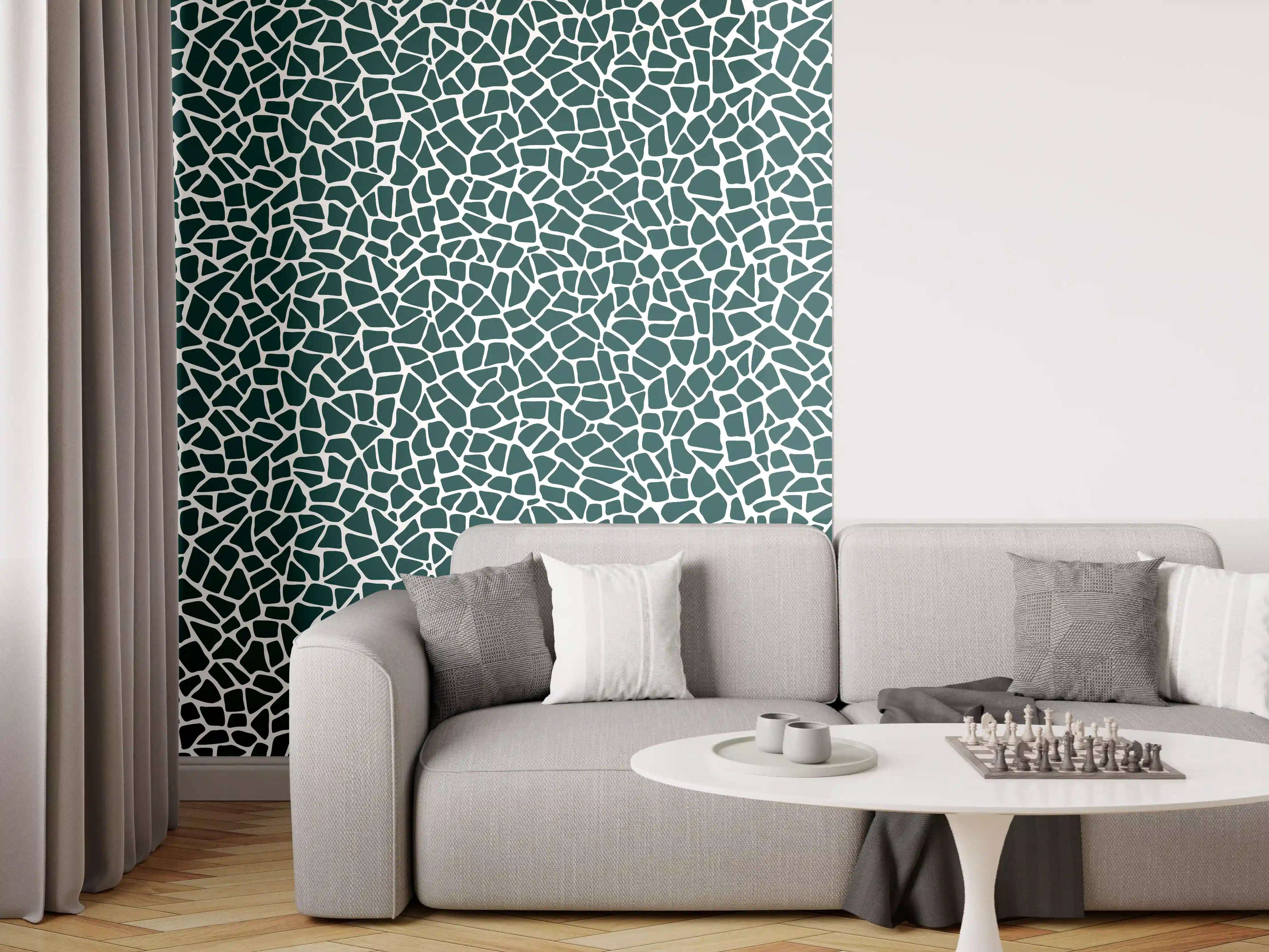 Wandverkleidung Wohnzimmer - Moderne Mosaik-Textur in Blau