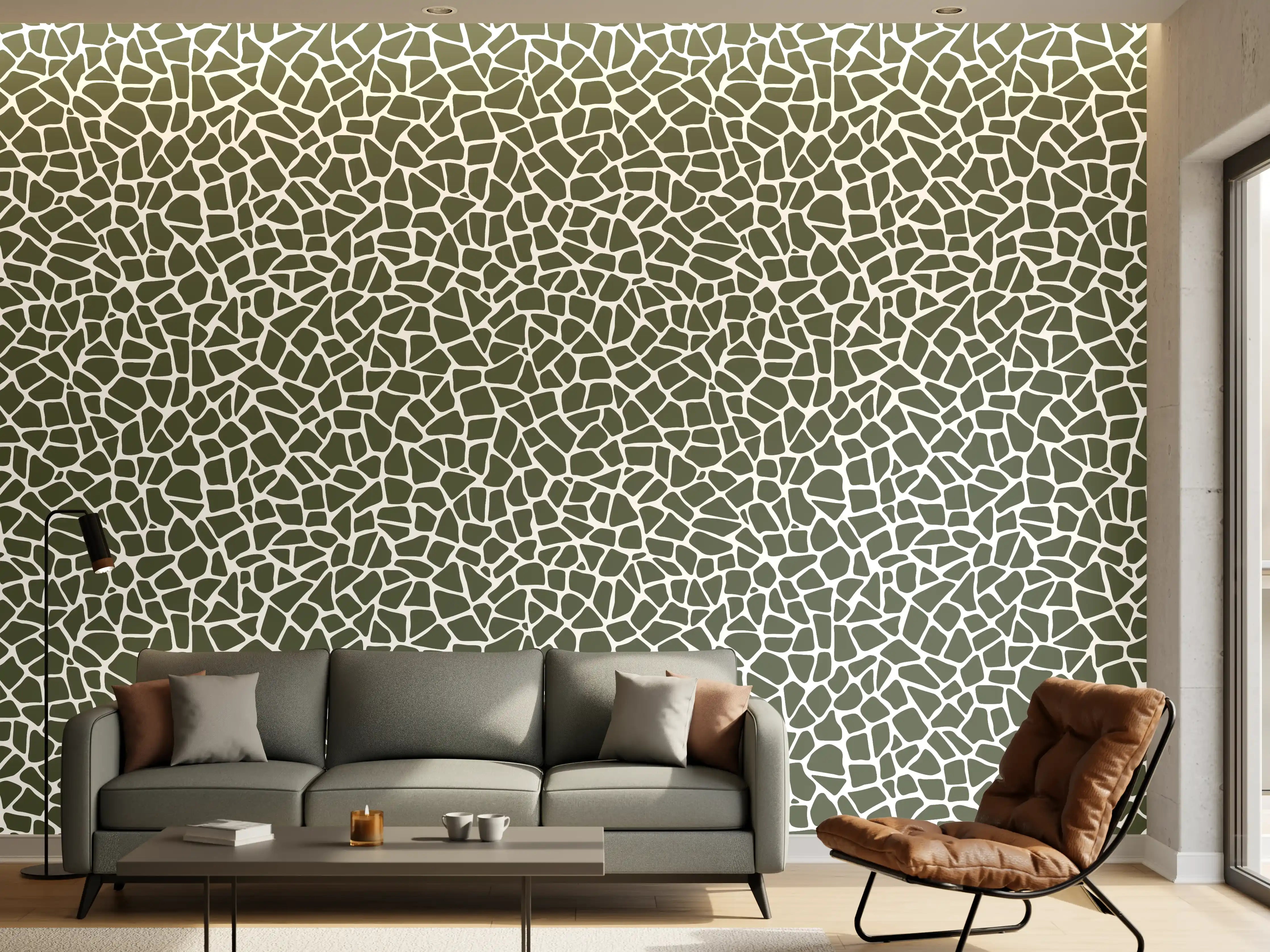 Wandverkleidung Wohnzimmer - Moderne Mosaikstruktur in Grau und Weiß