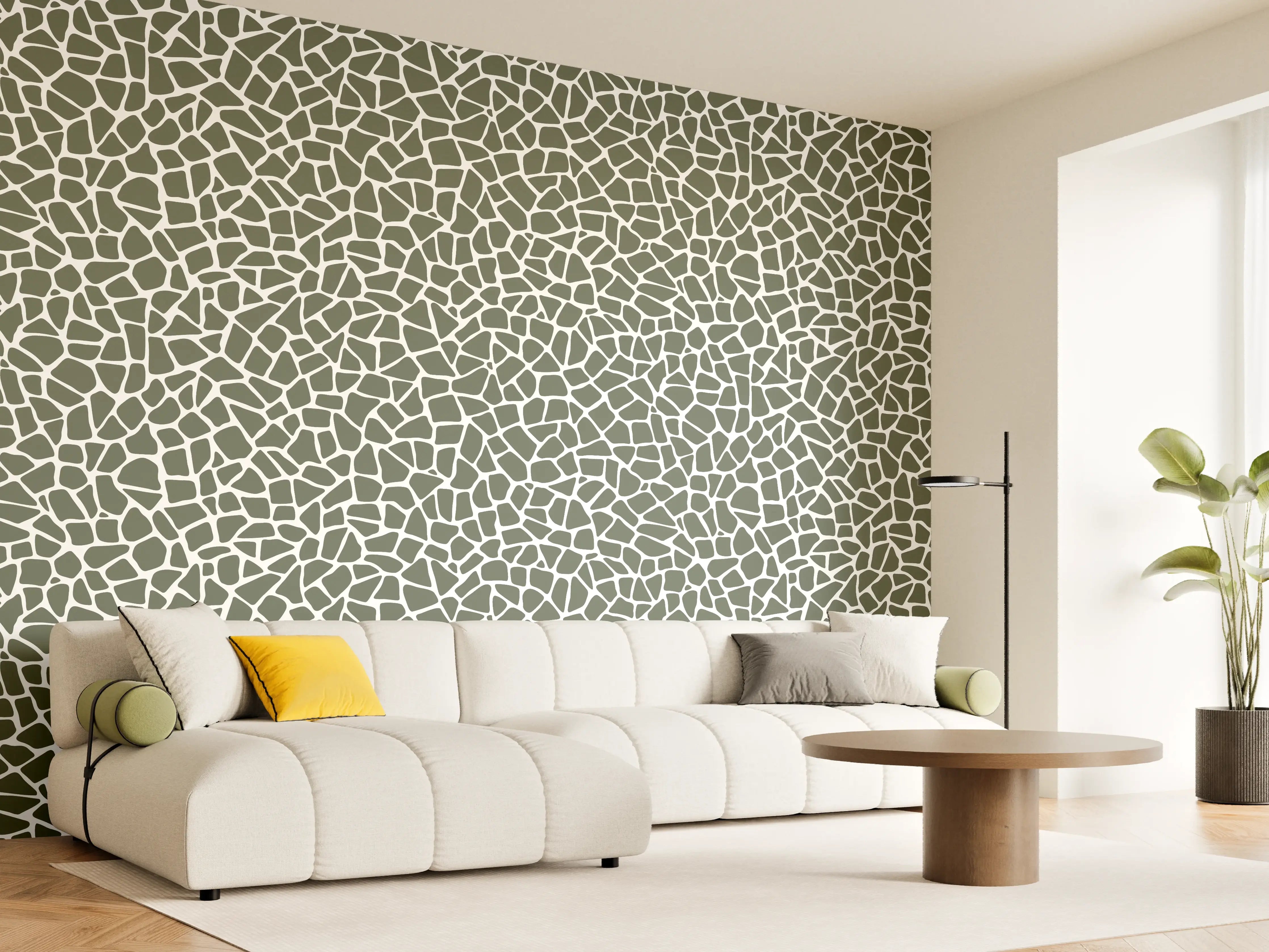 Wandverkleidung Wohnzimmer - Moderne Mosaikstruktur in Grau und Weiß