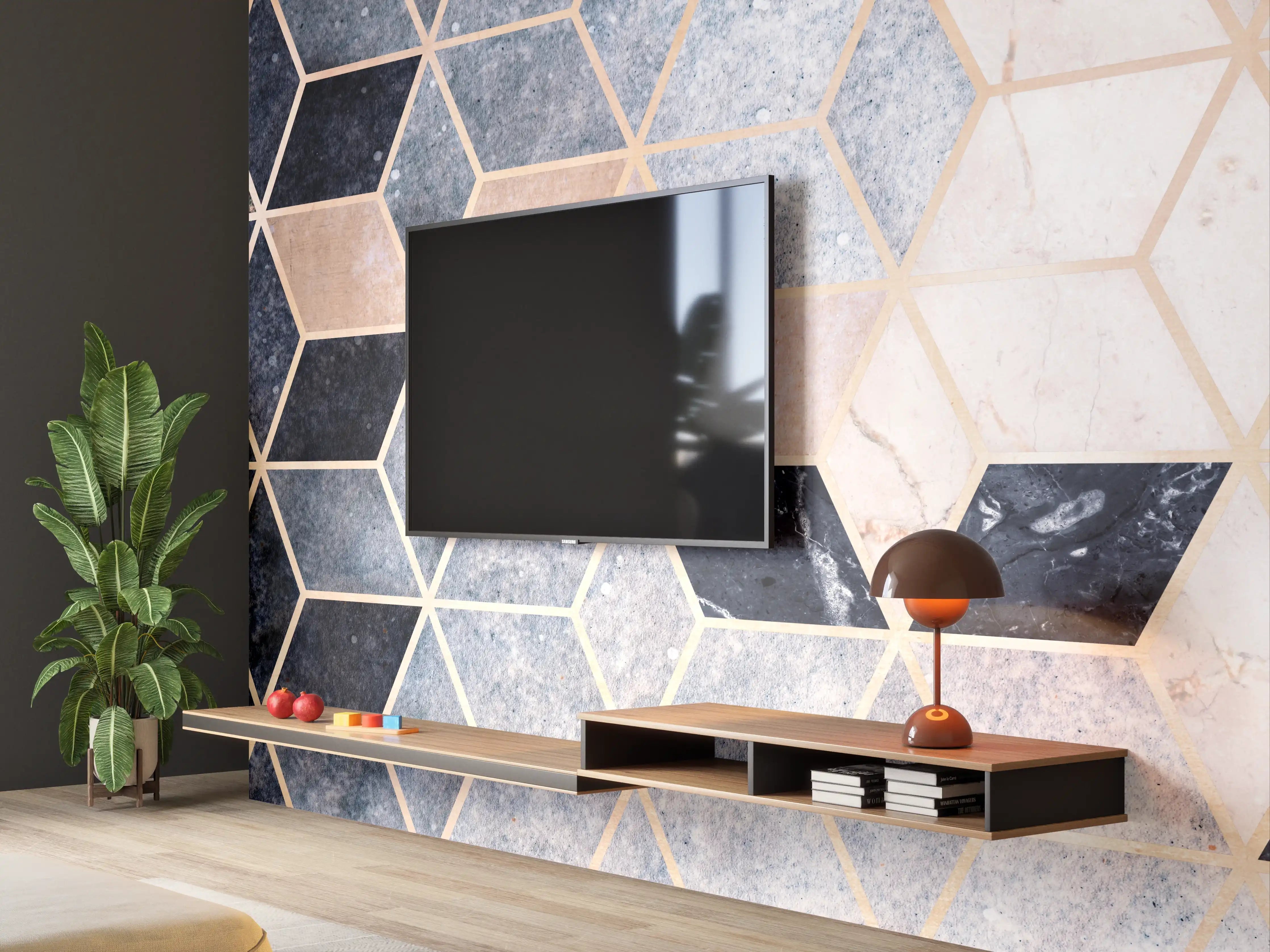 Wandverkleidung Wohnzimmer - Moderne Mosaikwand Optik