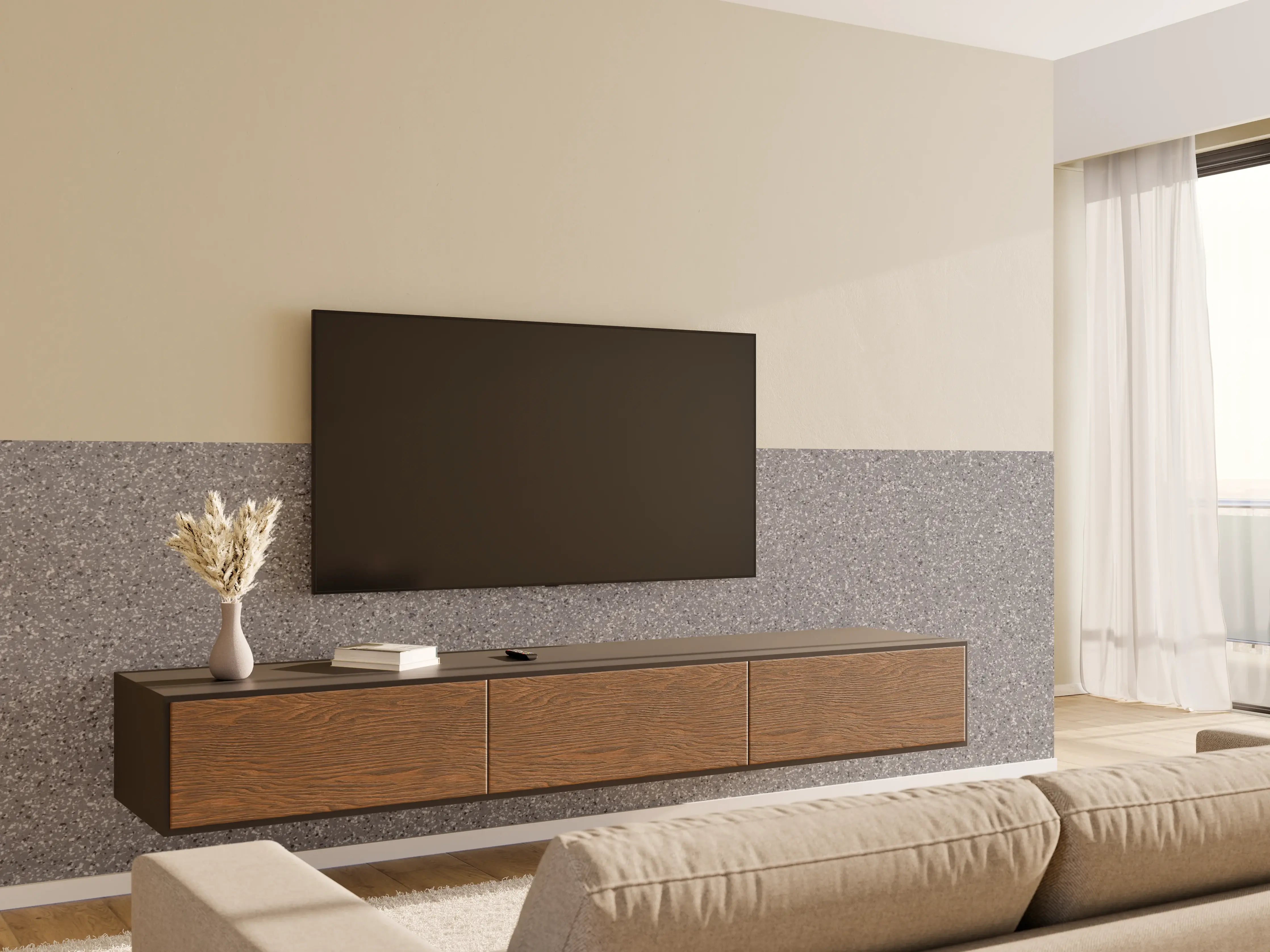 Wandverkleidung Wohnzimmer - Moderne TÜRKIS-Grau Fliese