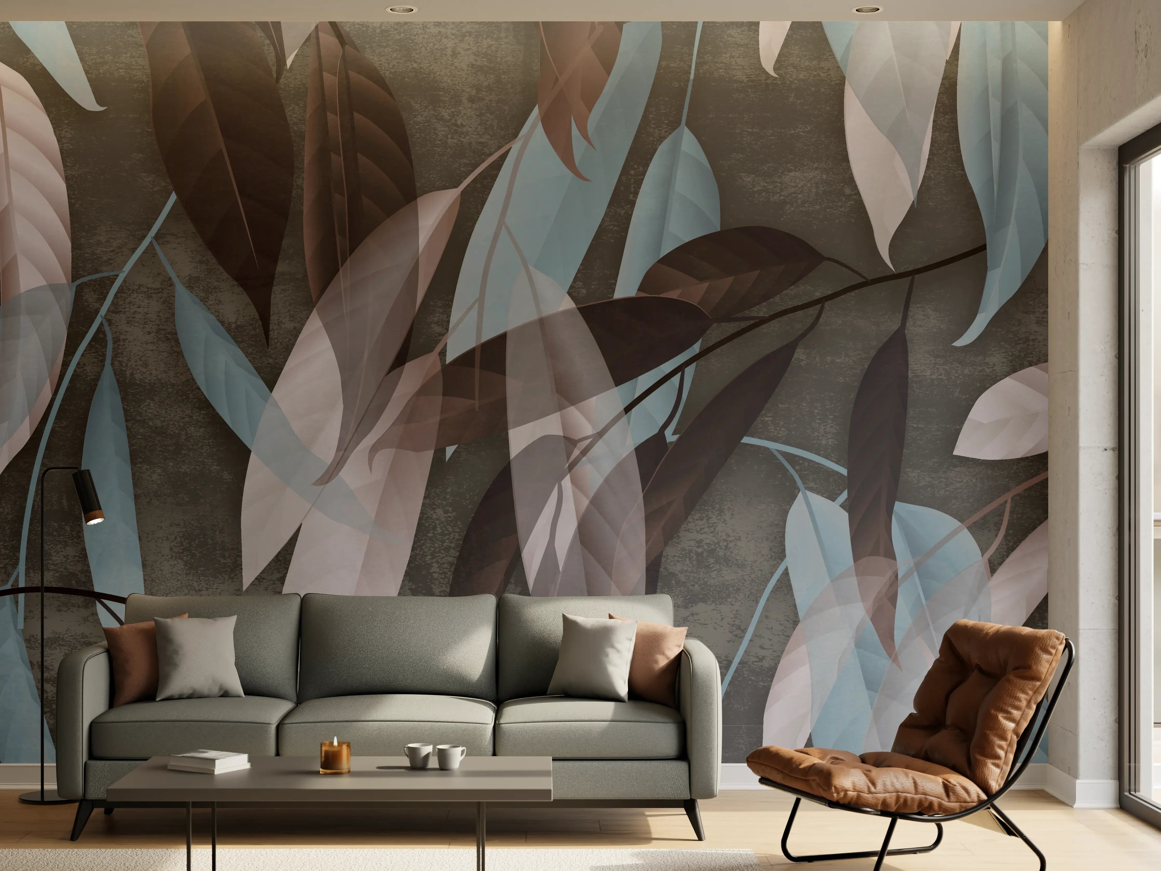 Wandverkleidung Wohnzimmer - Moderne Wanddekoration mit Naturmotiven
