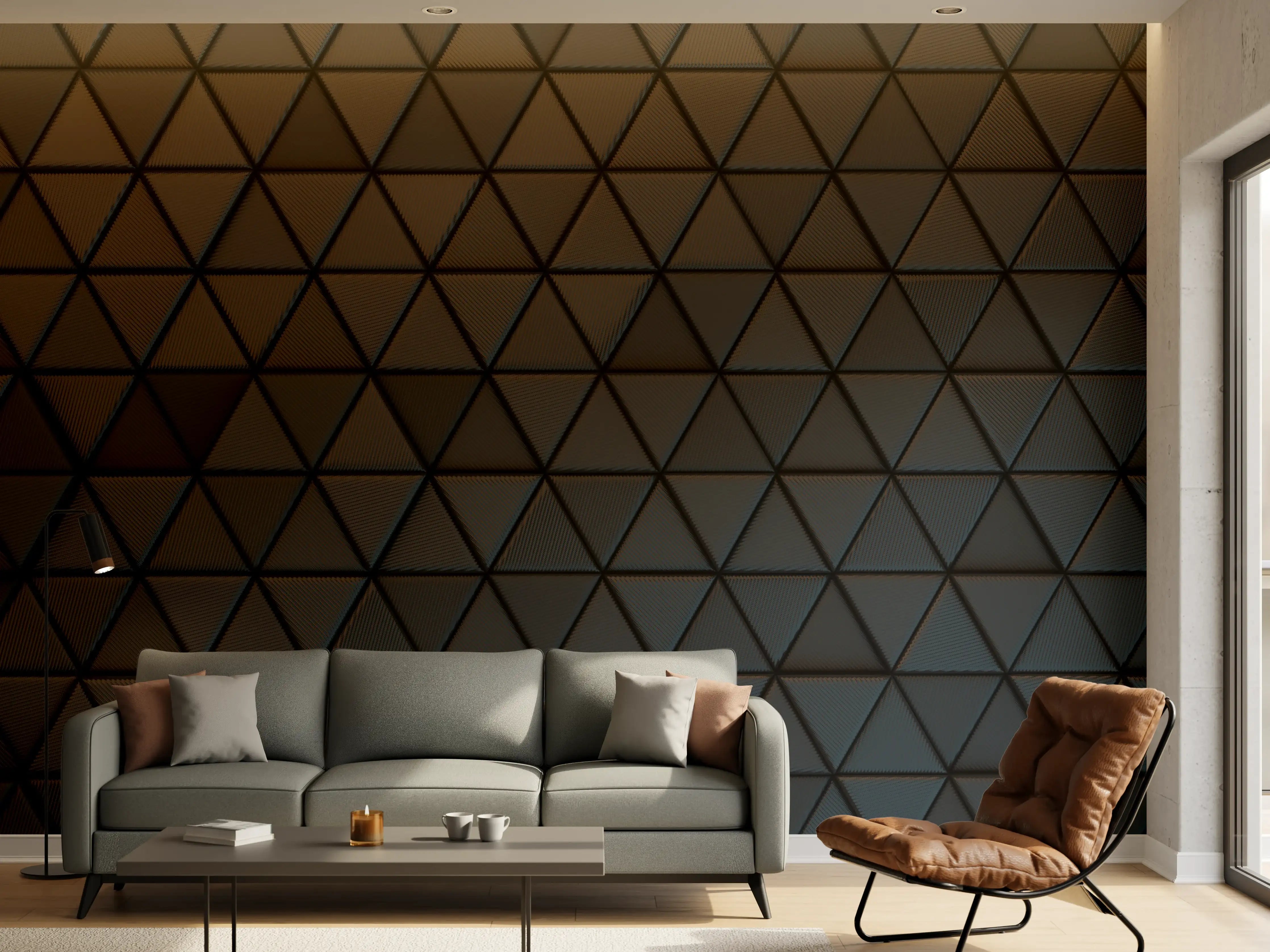 Wandverkleidung Wohnzimmer - Moderne Wandgestaltung mit geometrischem Muster