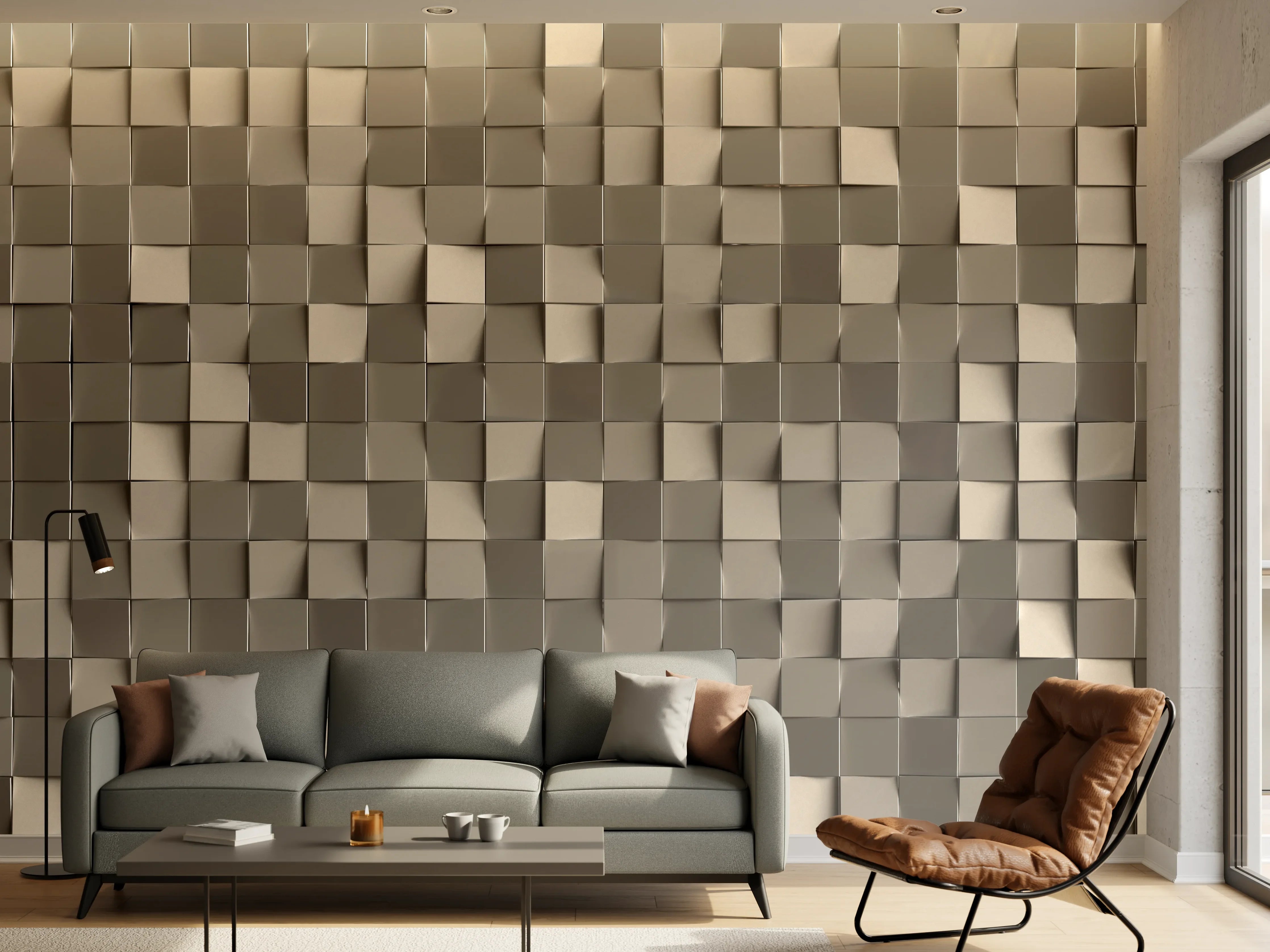 Wandverkleidung Wohnzimmer - Moderne Wandpaneele in Grau
