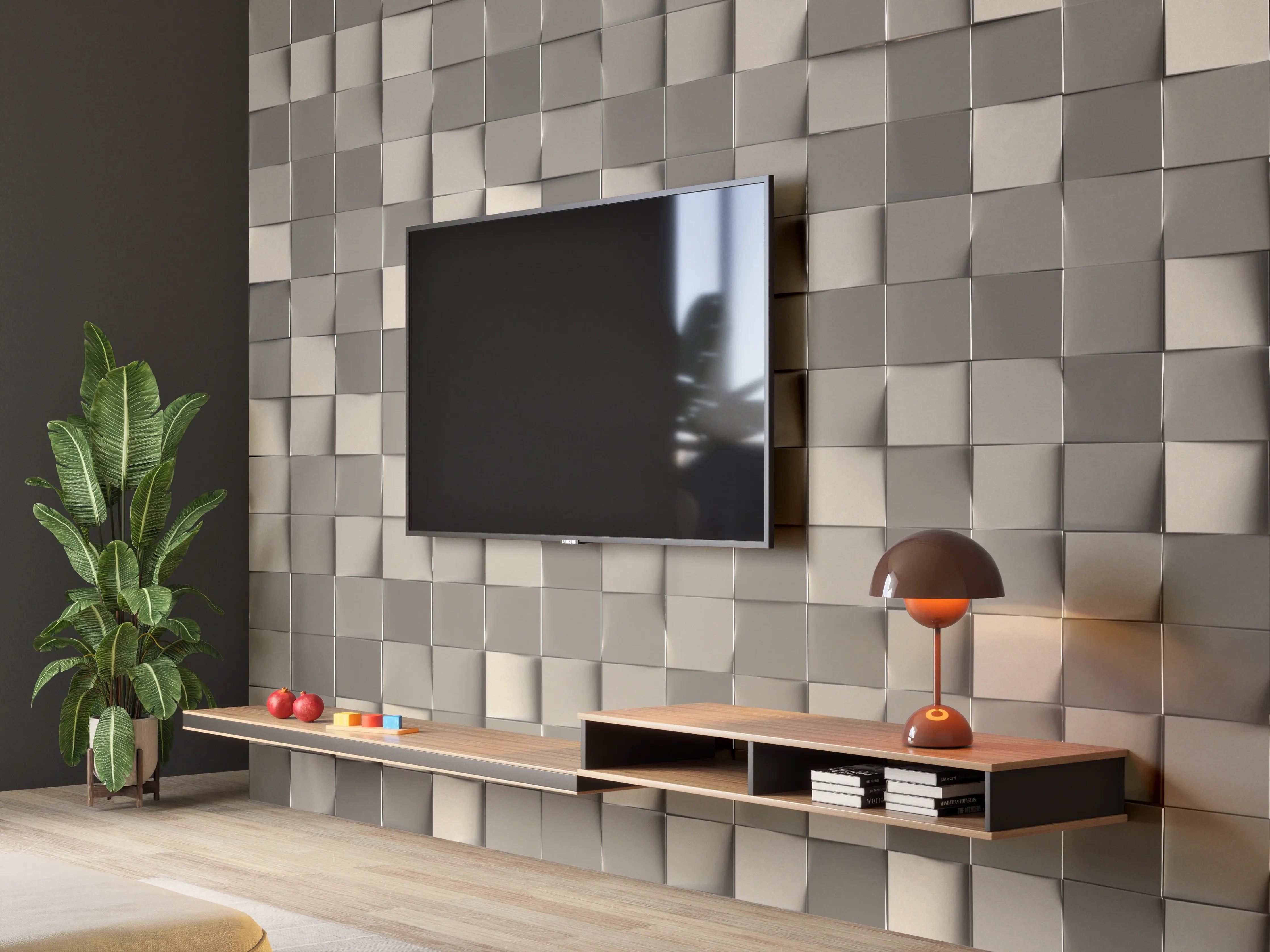 Wandverkleidung Wohnzimmer - Moderne Wandpaneele in Grau