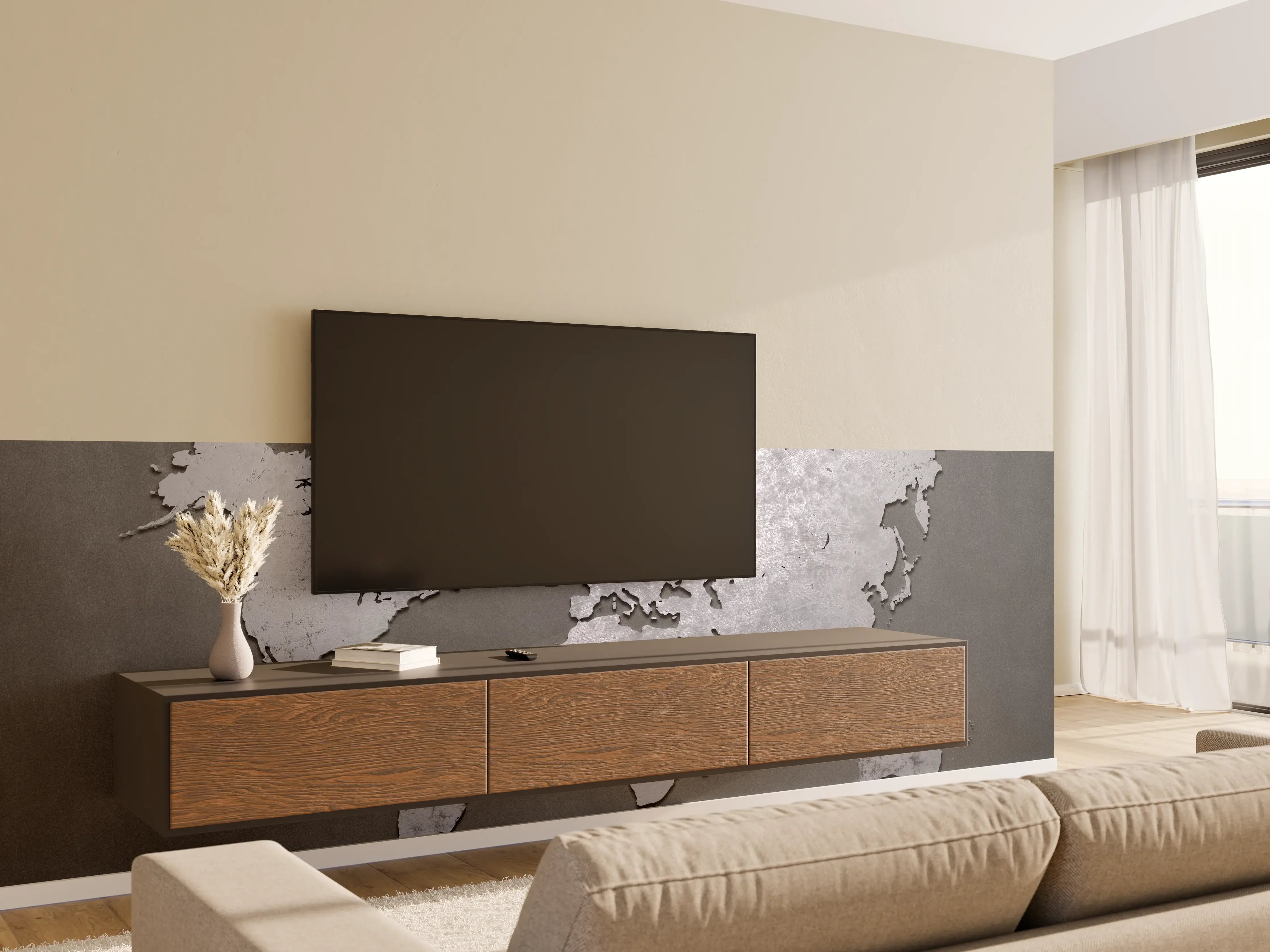 Wandverkleidung Wohnzimmer - Moderne Weltkarte Wandkunst