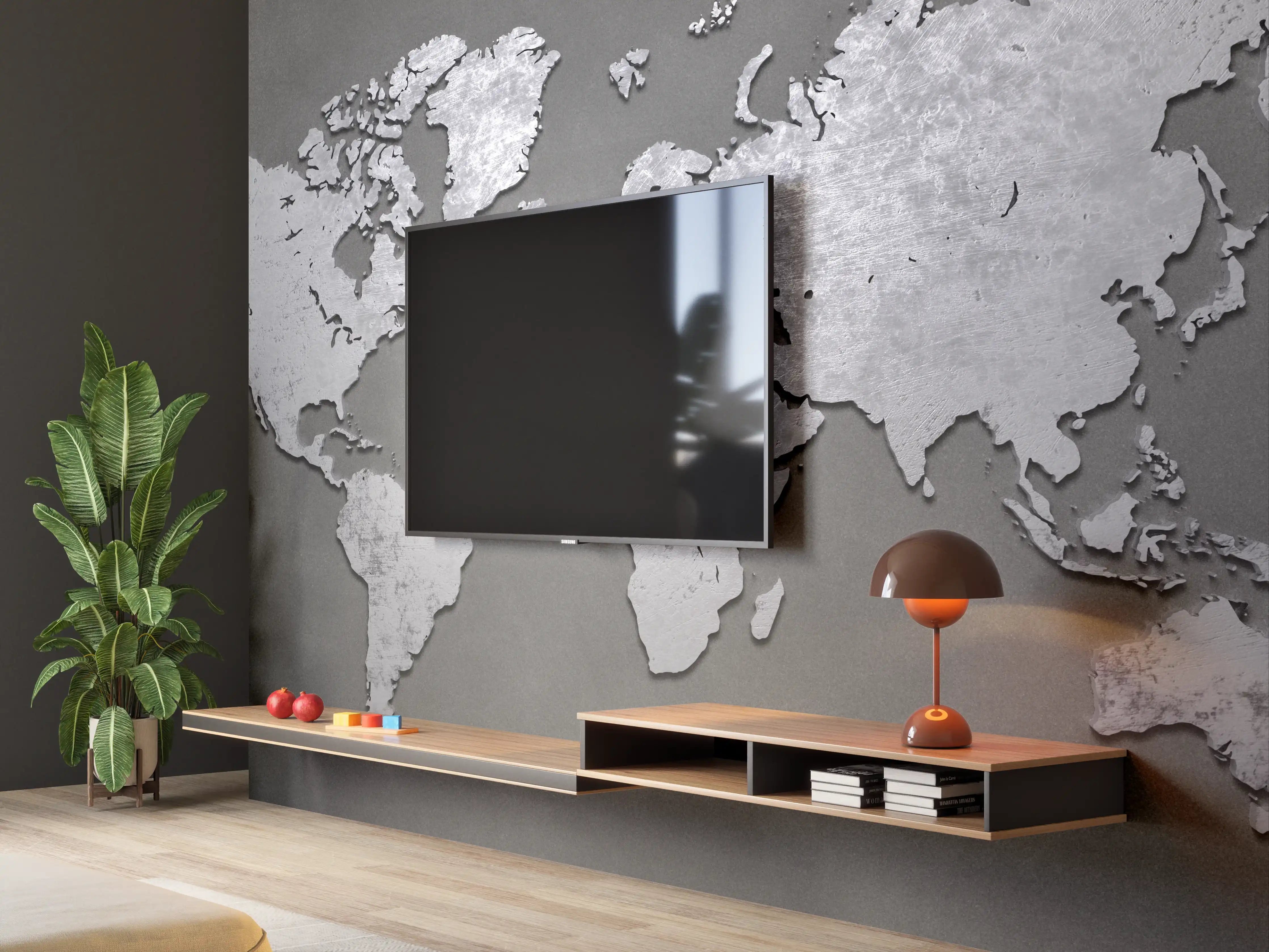 Wandverkleidung Wohnzimmer - Moderne Weltkarte Wandkunst