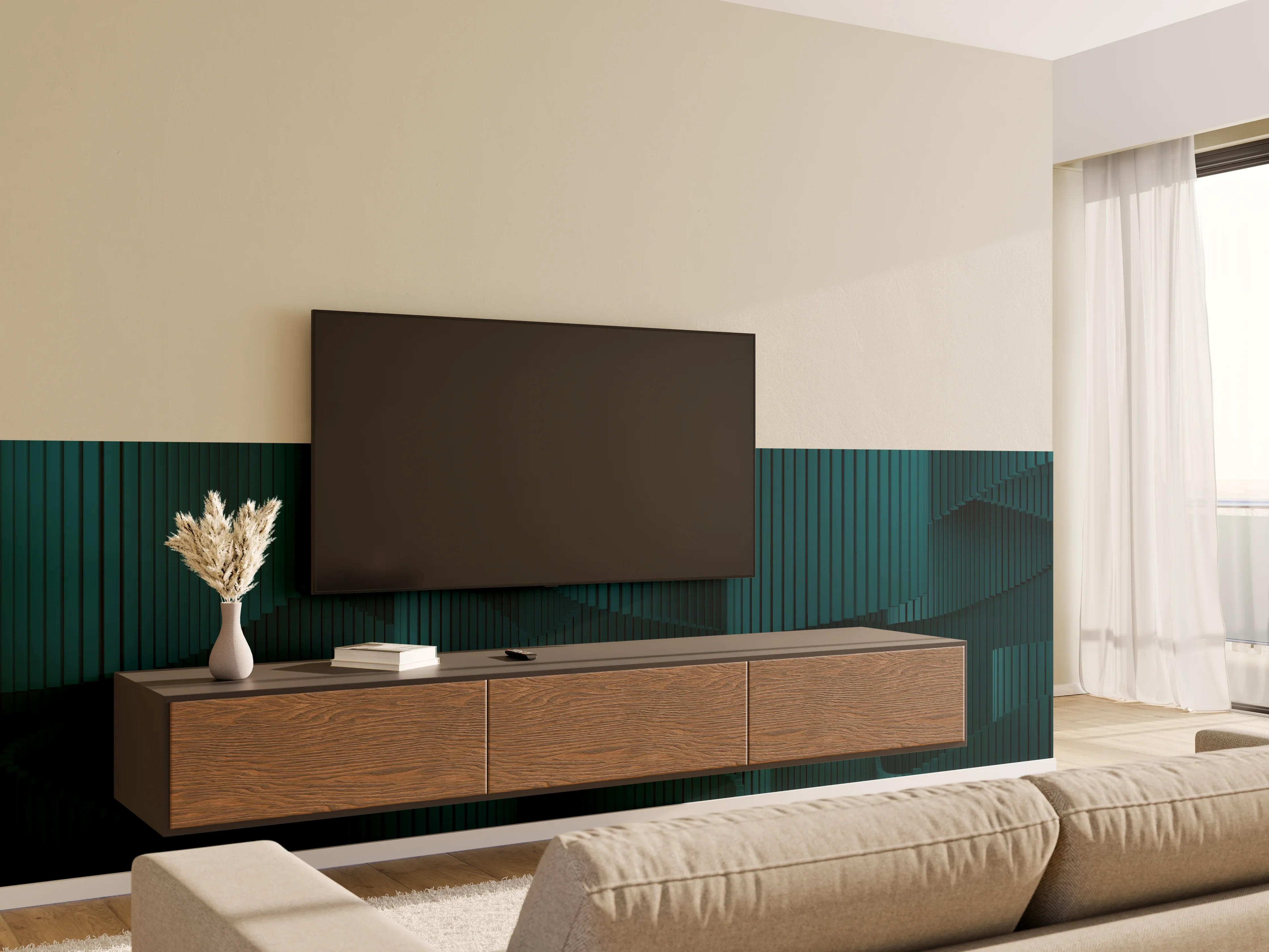 Wandverkleidung Wohnzimmer - Moderne dunkle Textur mit Tiefeneffekt