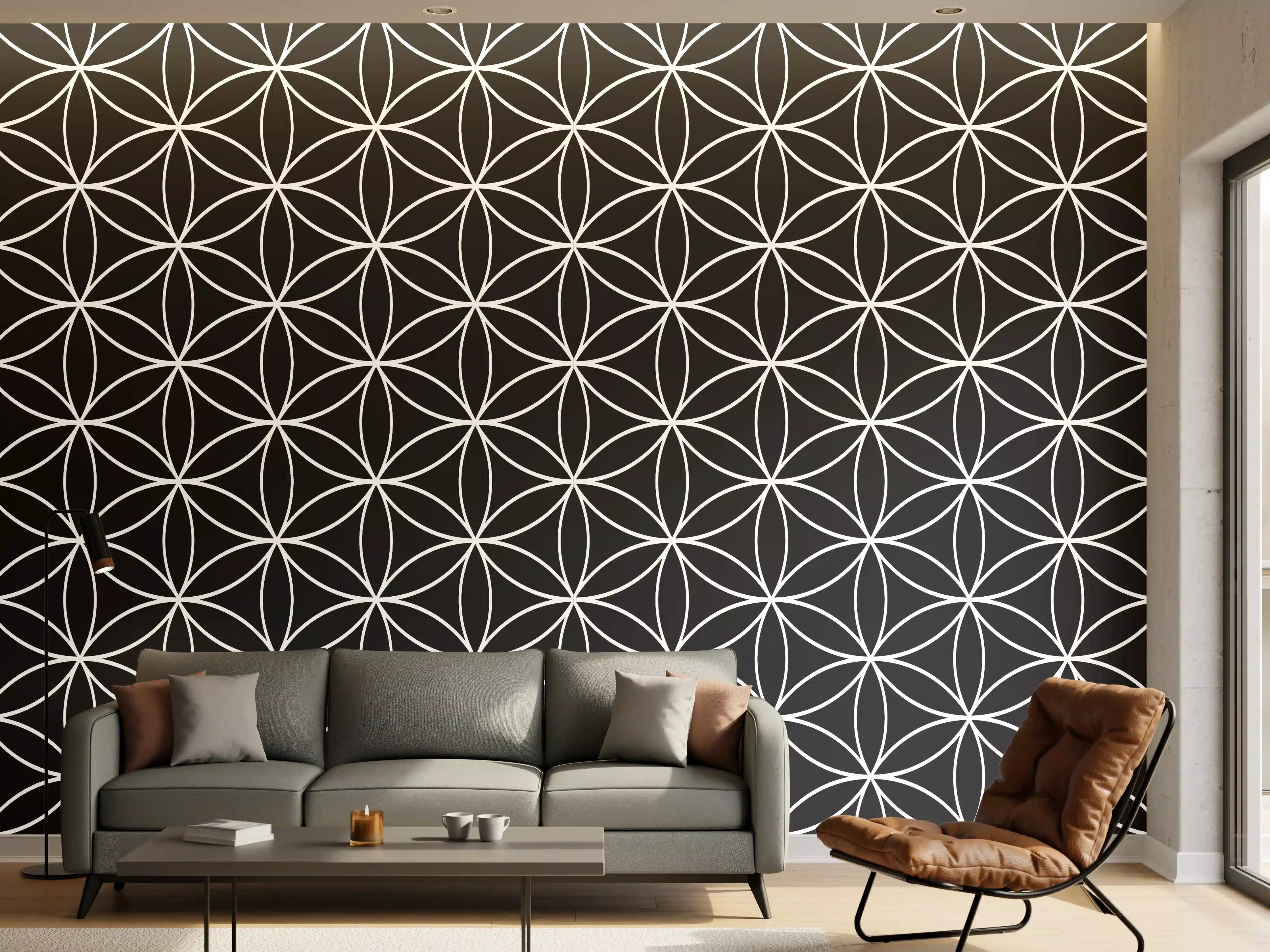 Wandverkleidung Wohnzimmer - Moderne geometrische Design Wandtapete