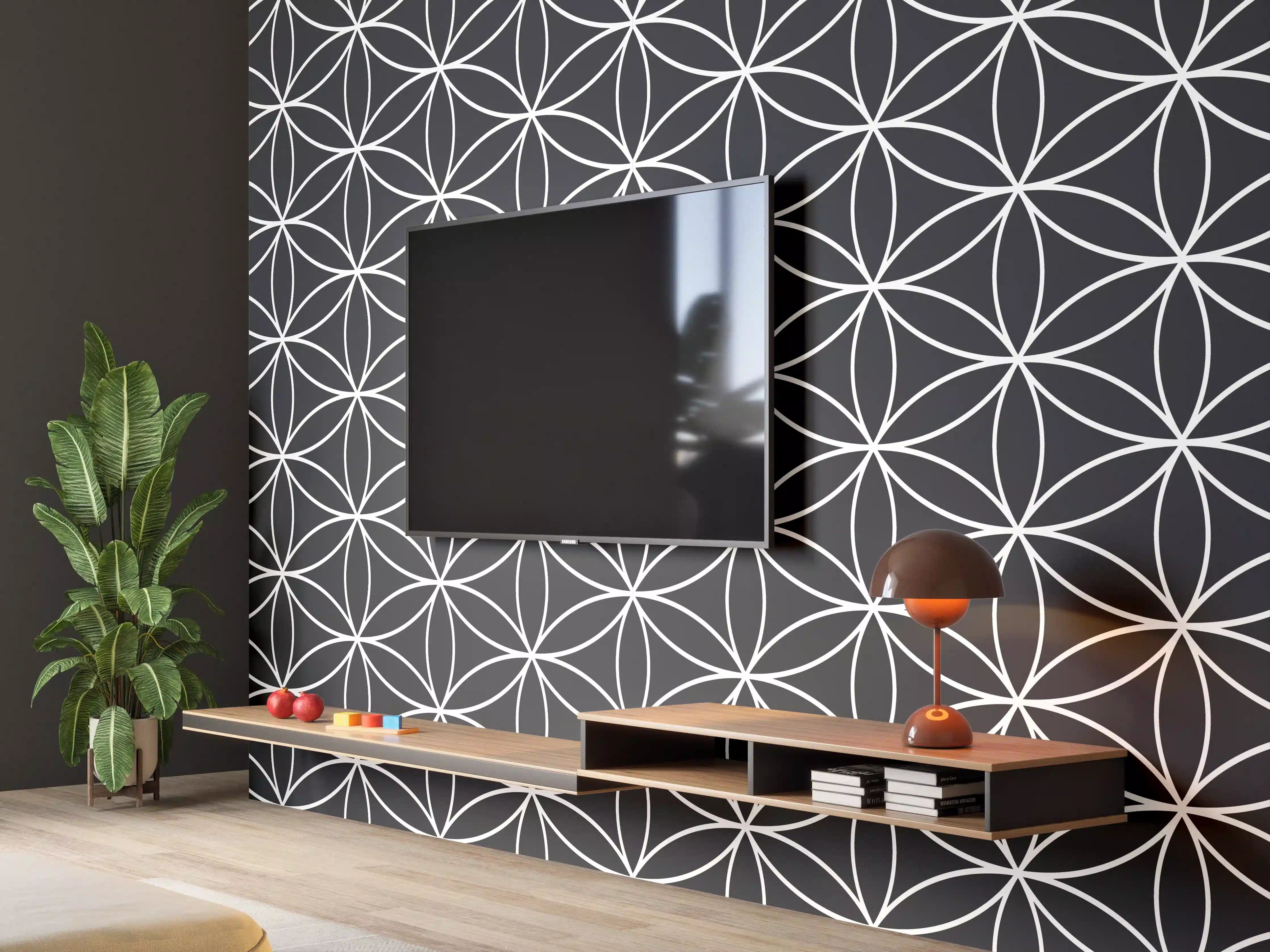 Wandverkleidung Wohnzimmer - Moderne geometrische Design Wandtapete