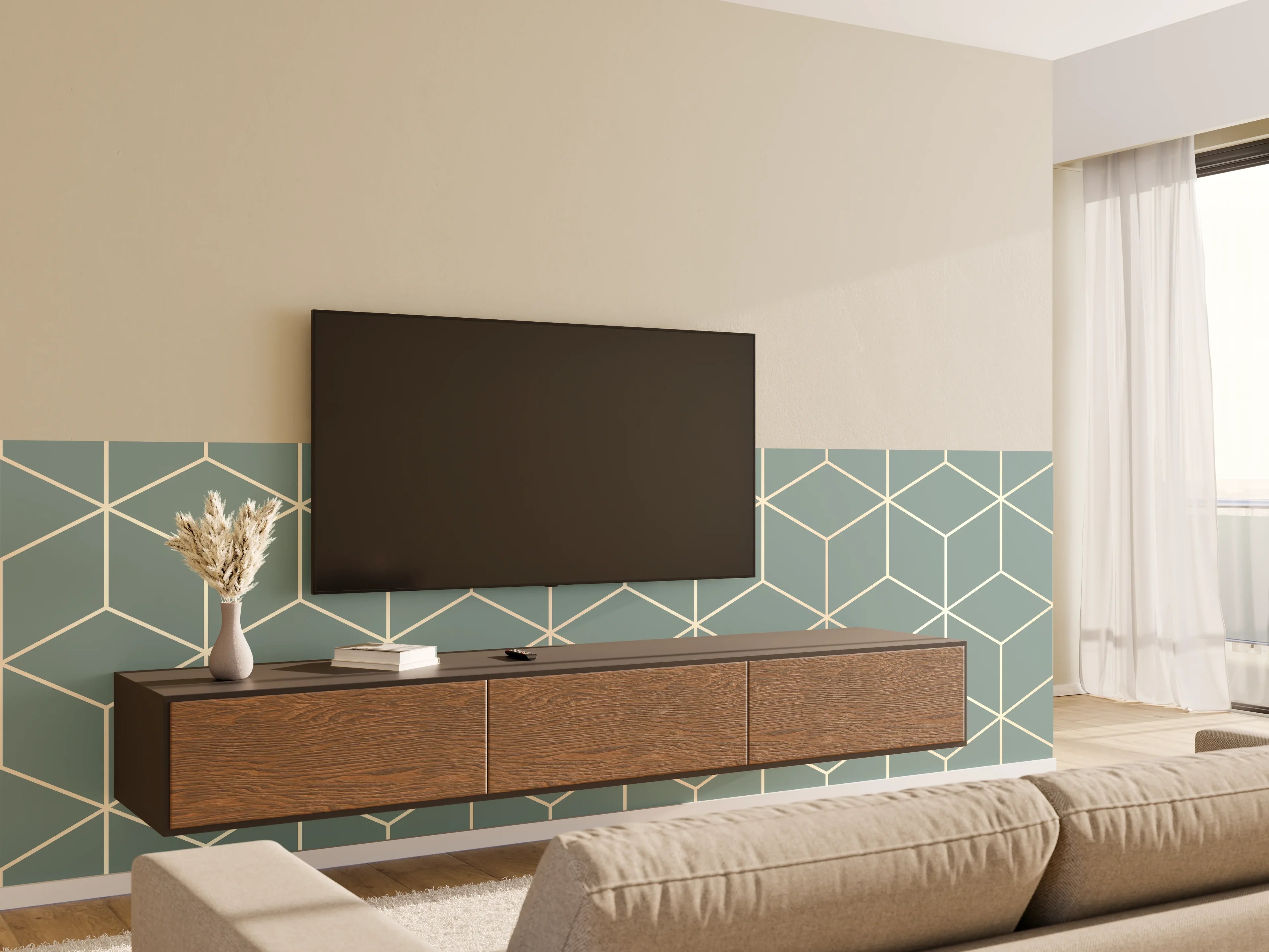 Wandverkleidung Wohnzimmer - Moderne geometrische Muster flavouri