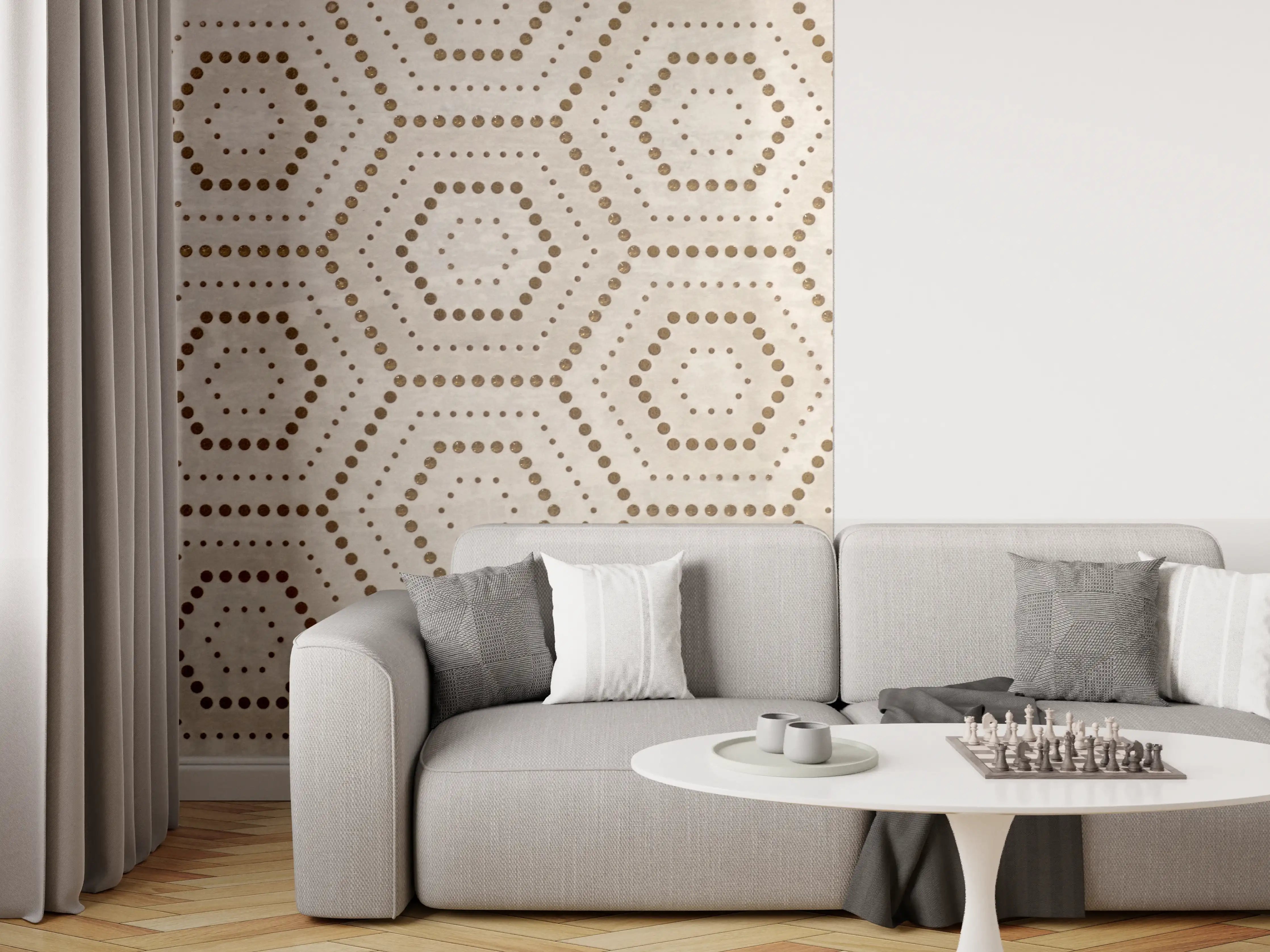 Wandverkleidung Wohnzimmer - Moderne geometrische Musterung in neutralen Tönen