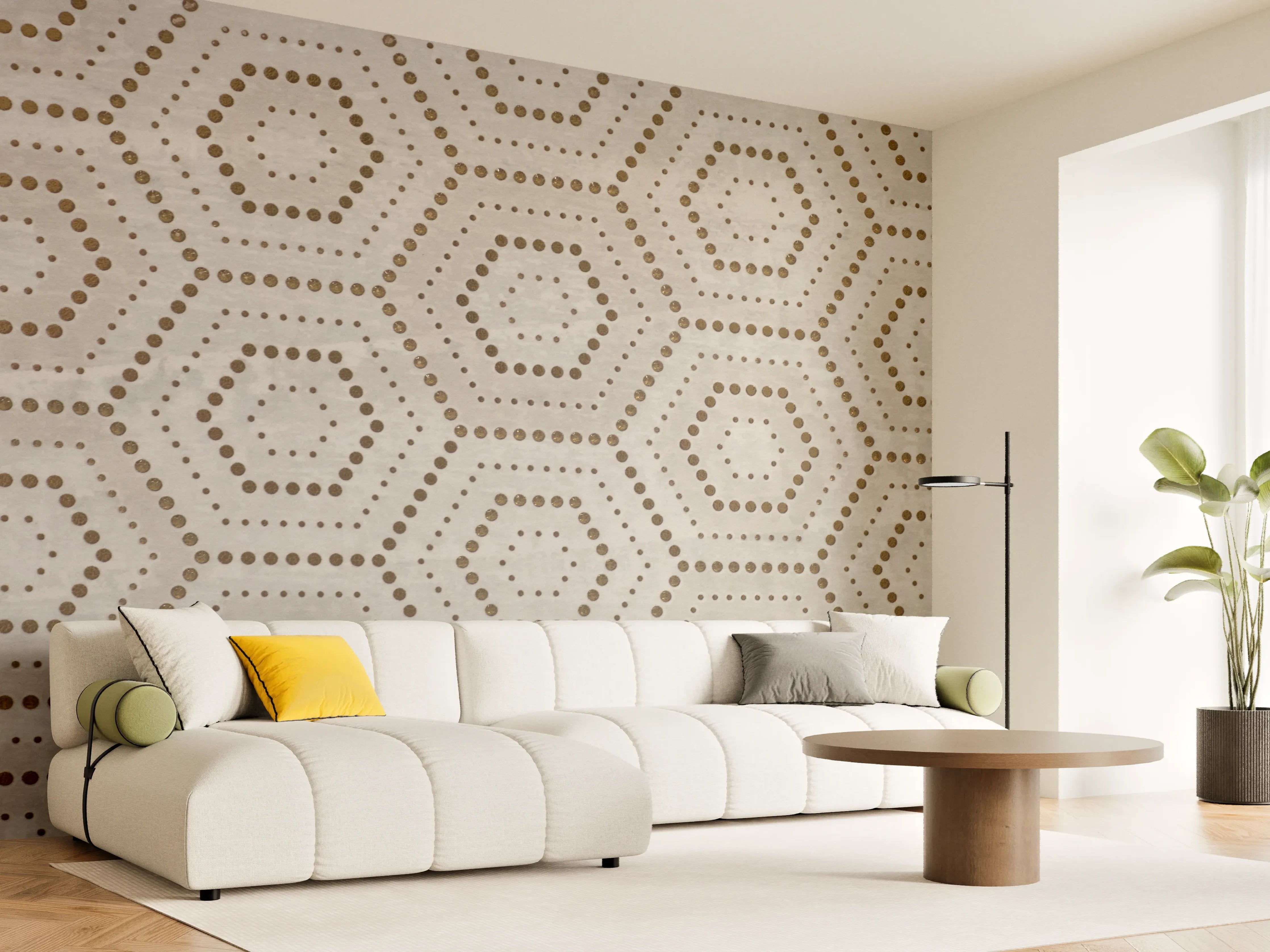 Wandverkleidung Wohnzimmer - Moderne geometrische Musterung in neutralen Tönen