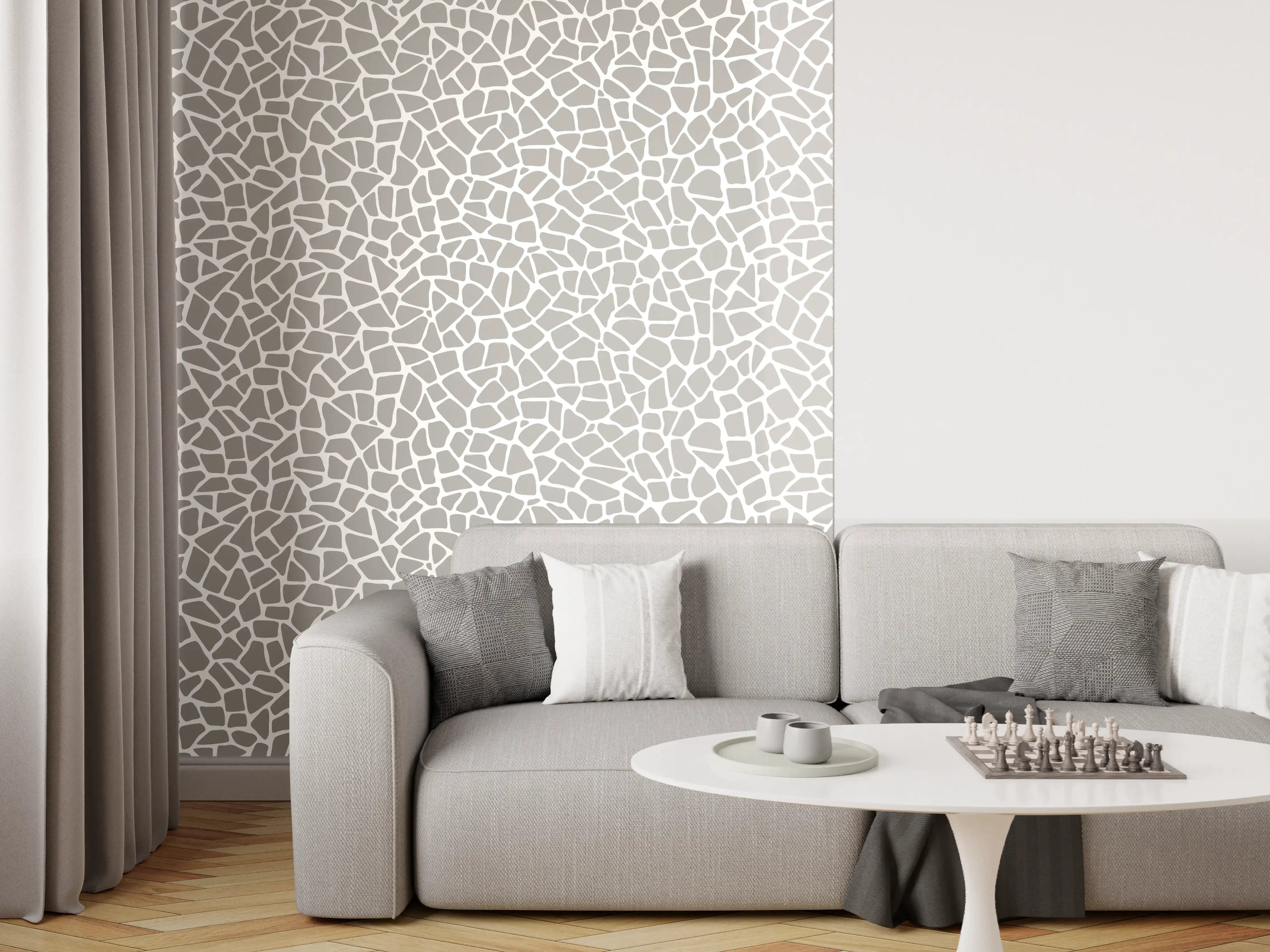 Wandverkleidung Wohnzimmer - Moderne graue Marmoroptik Fliesen