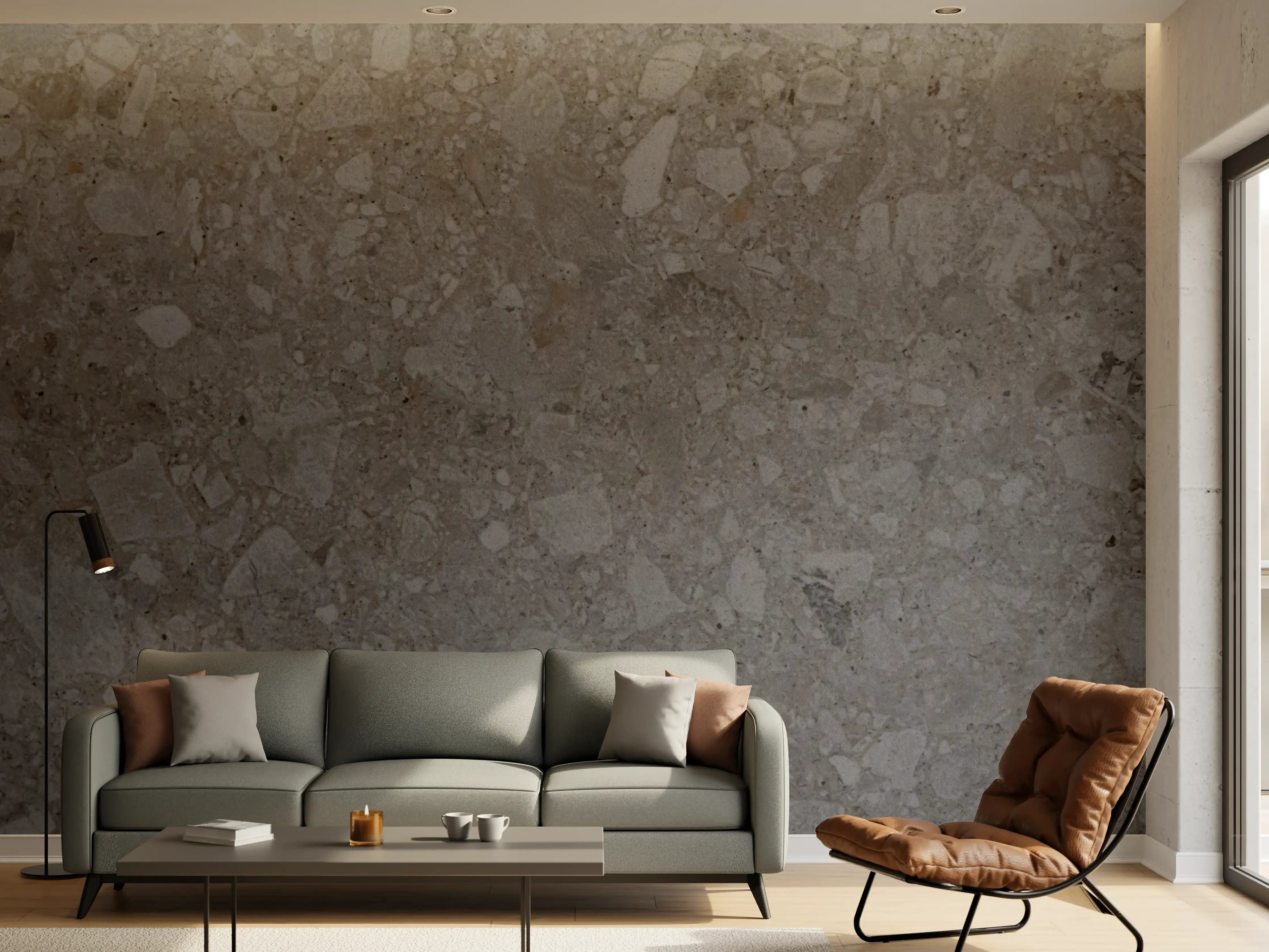Wandverkleidung Wohnzimmer - Moderne graue Steinoptik