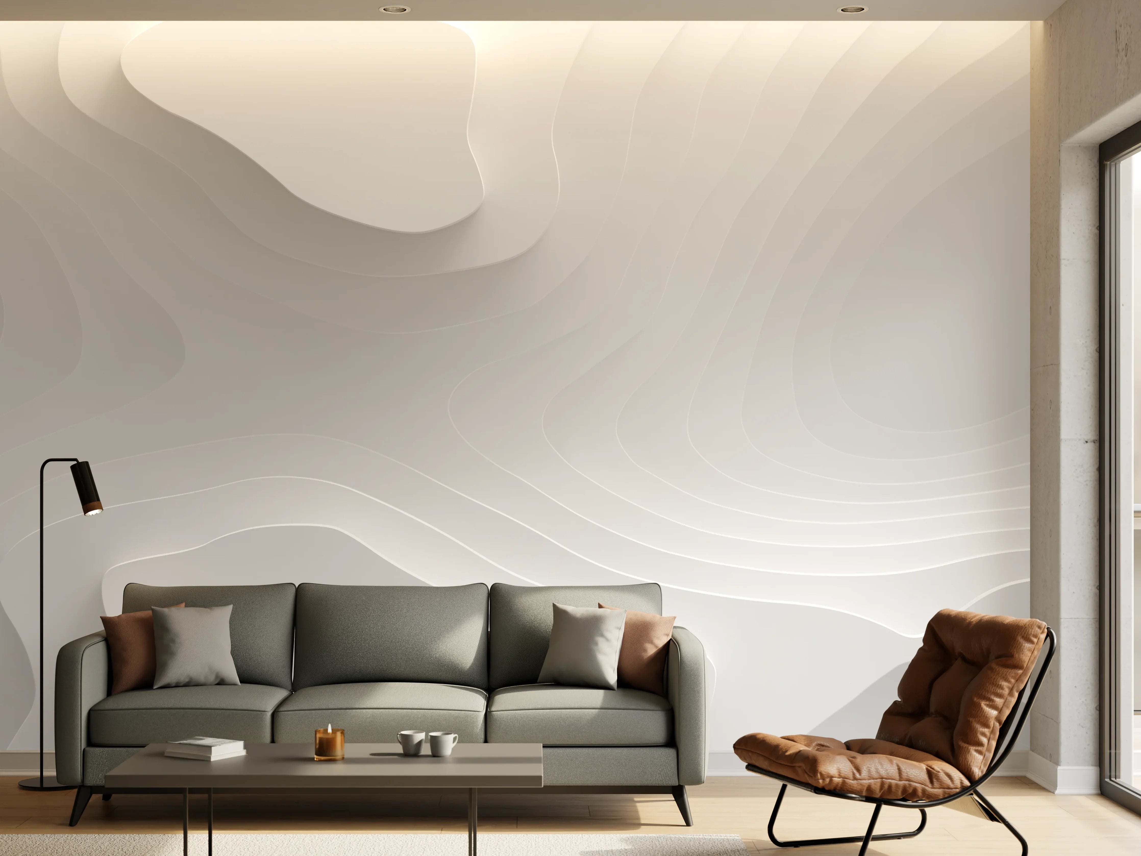 Wandverkleidung Wohnzimmer - Moderne graue Struktur, elegantes Design