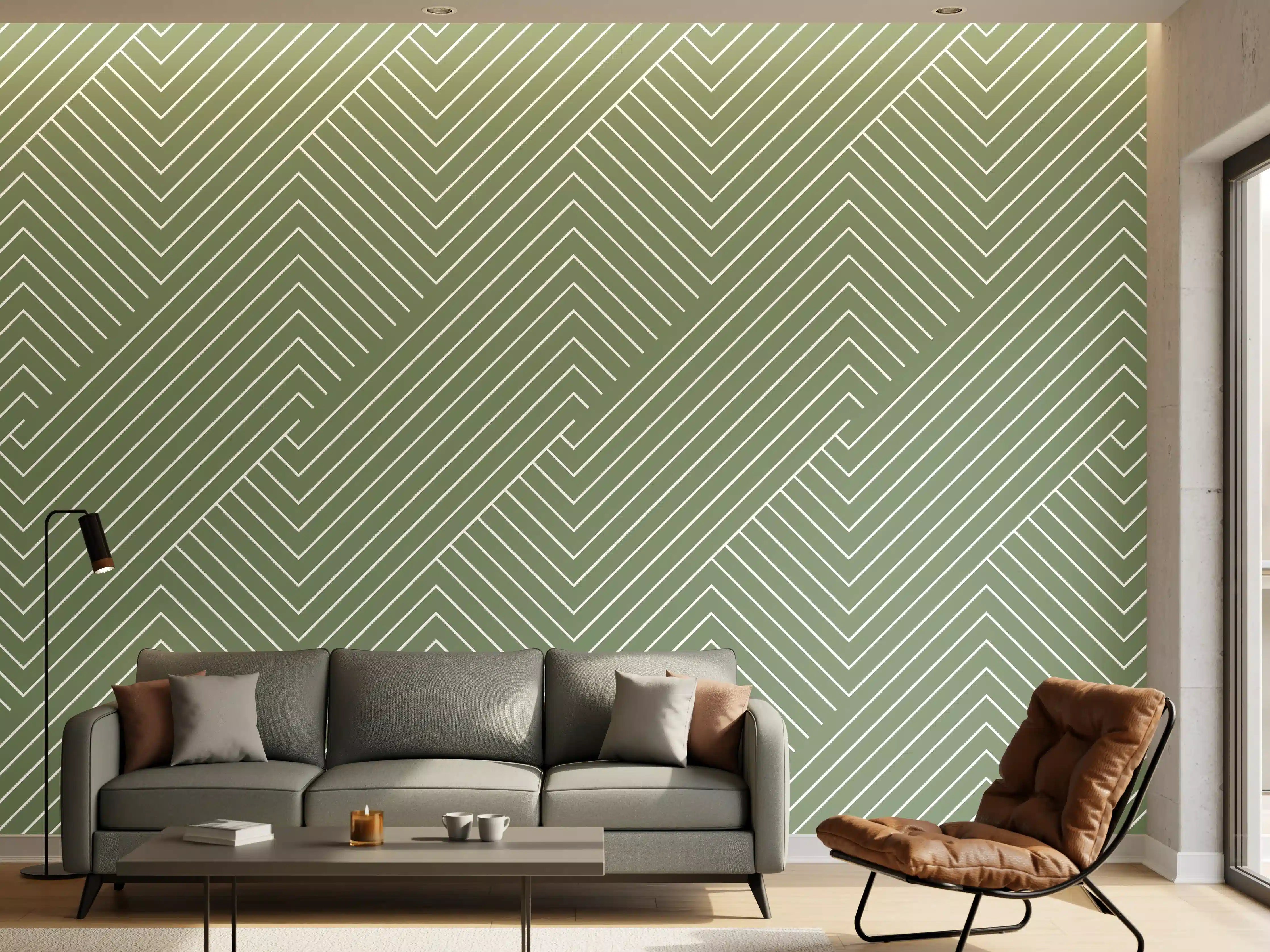 Wandverkleidung Wohnzimmer - Moderne grüne Musterwandkunst