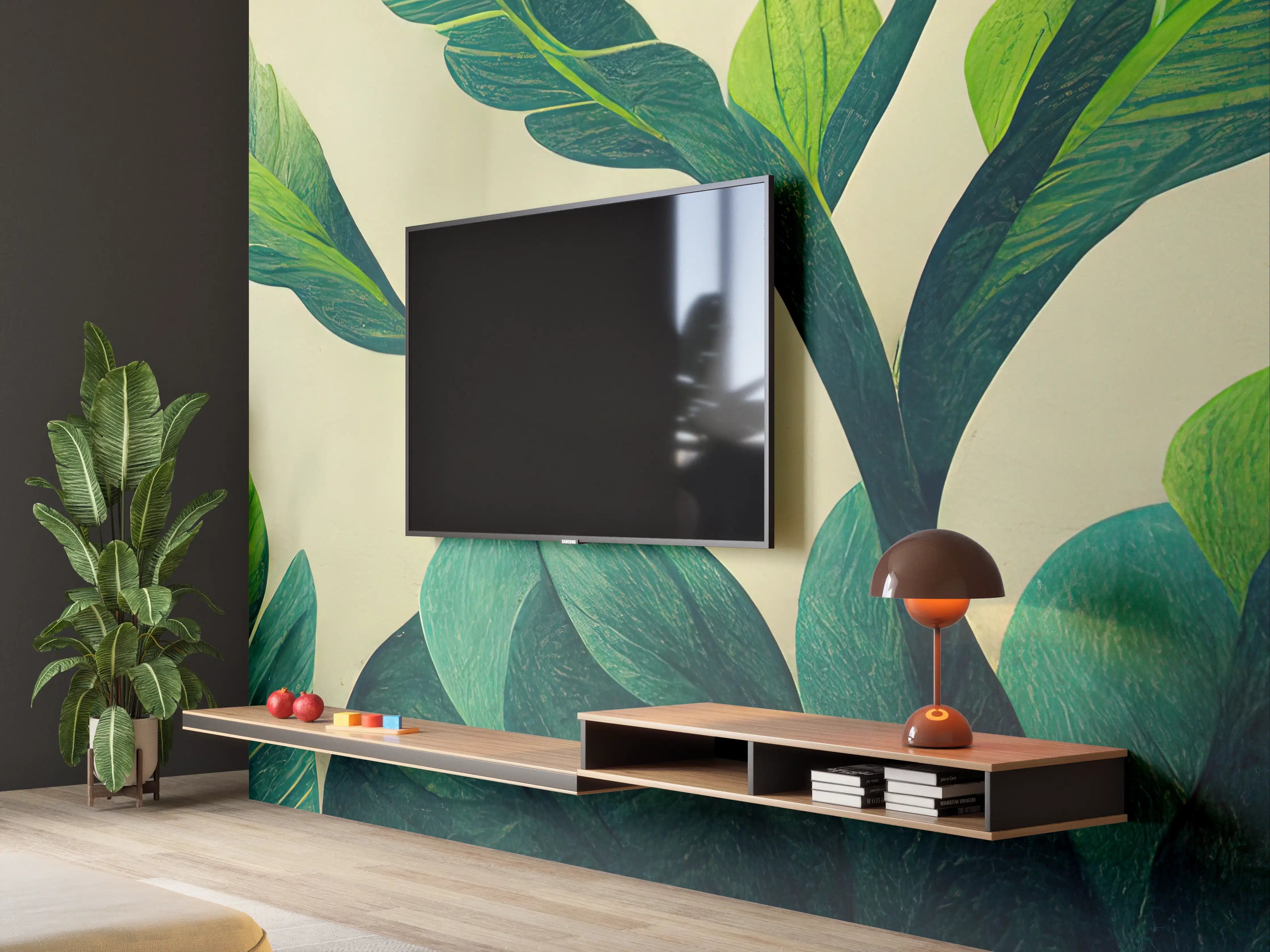 Wandverkleidung Wohnzimmer - Moderne grüne Pflanzenwand