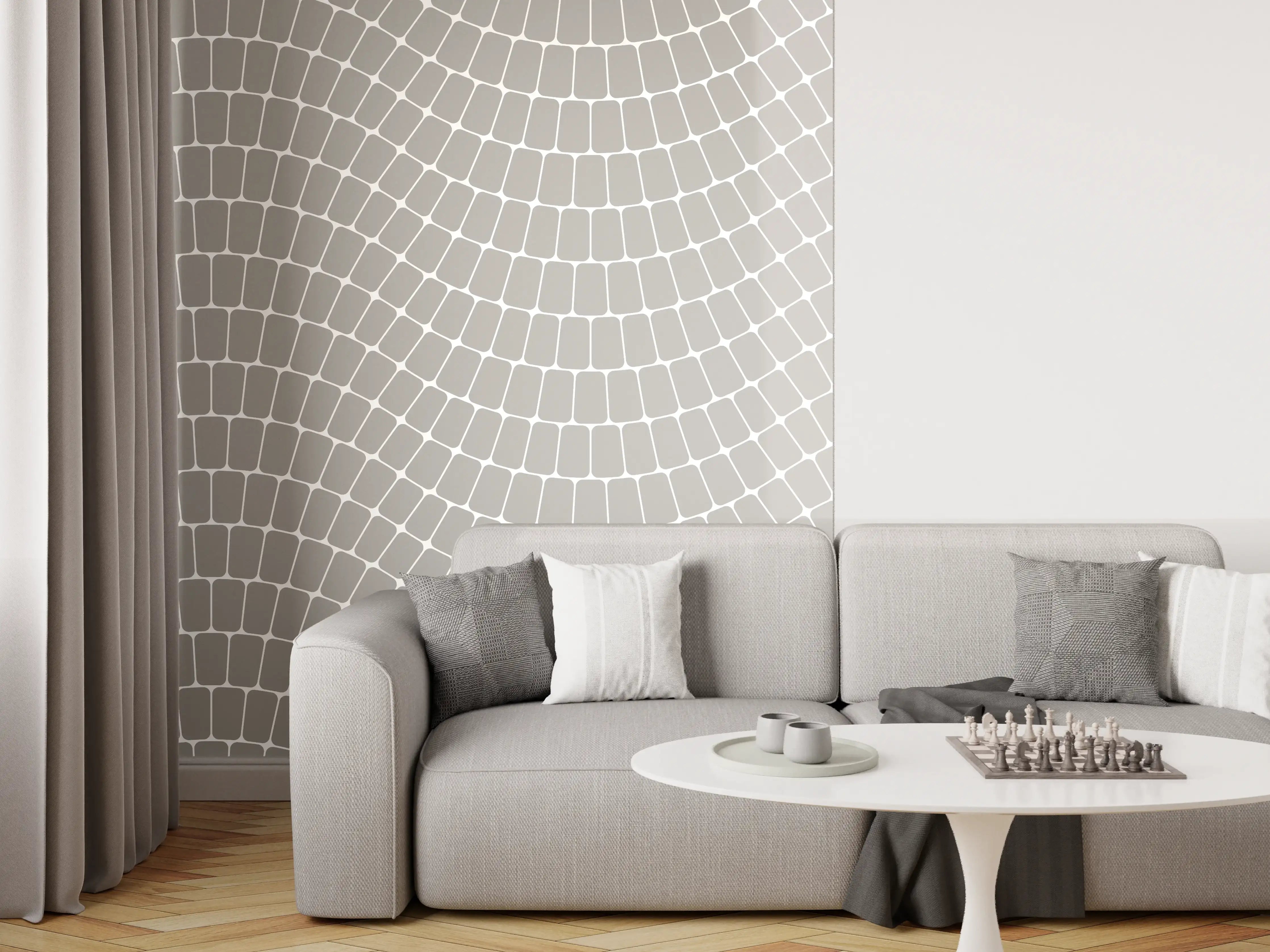 Wandverkleidung Wohnzimmer - Moderne weiße Fliese mit Wellenmuster