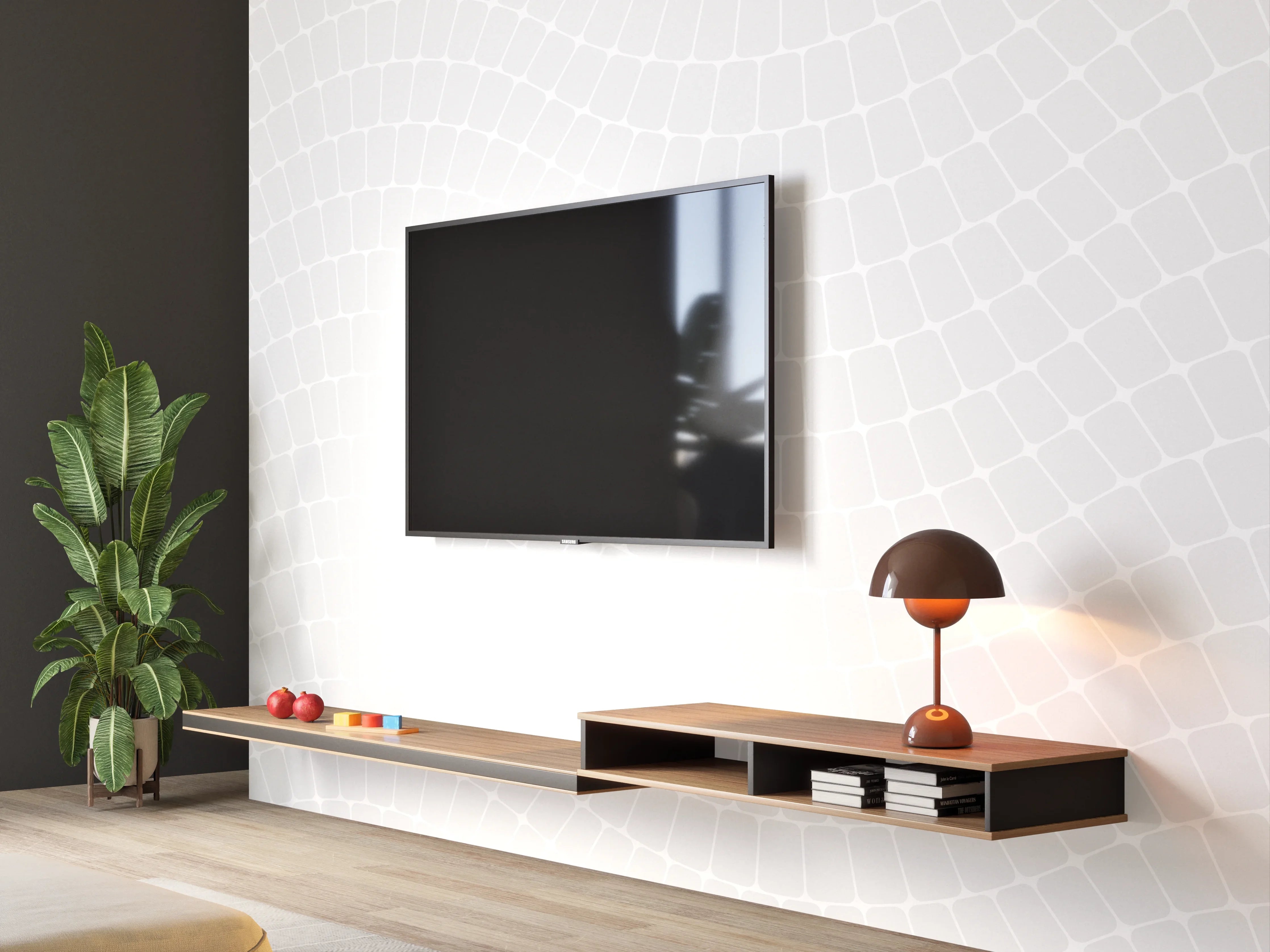 Wandverkleidung Wohnzimmer - Moderne weiße Wand mit Grautönen
