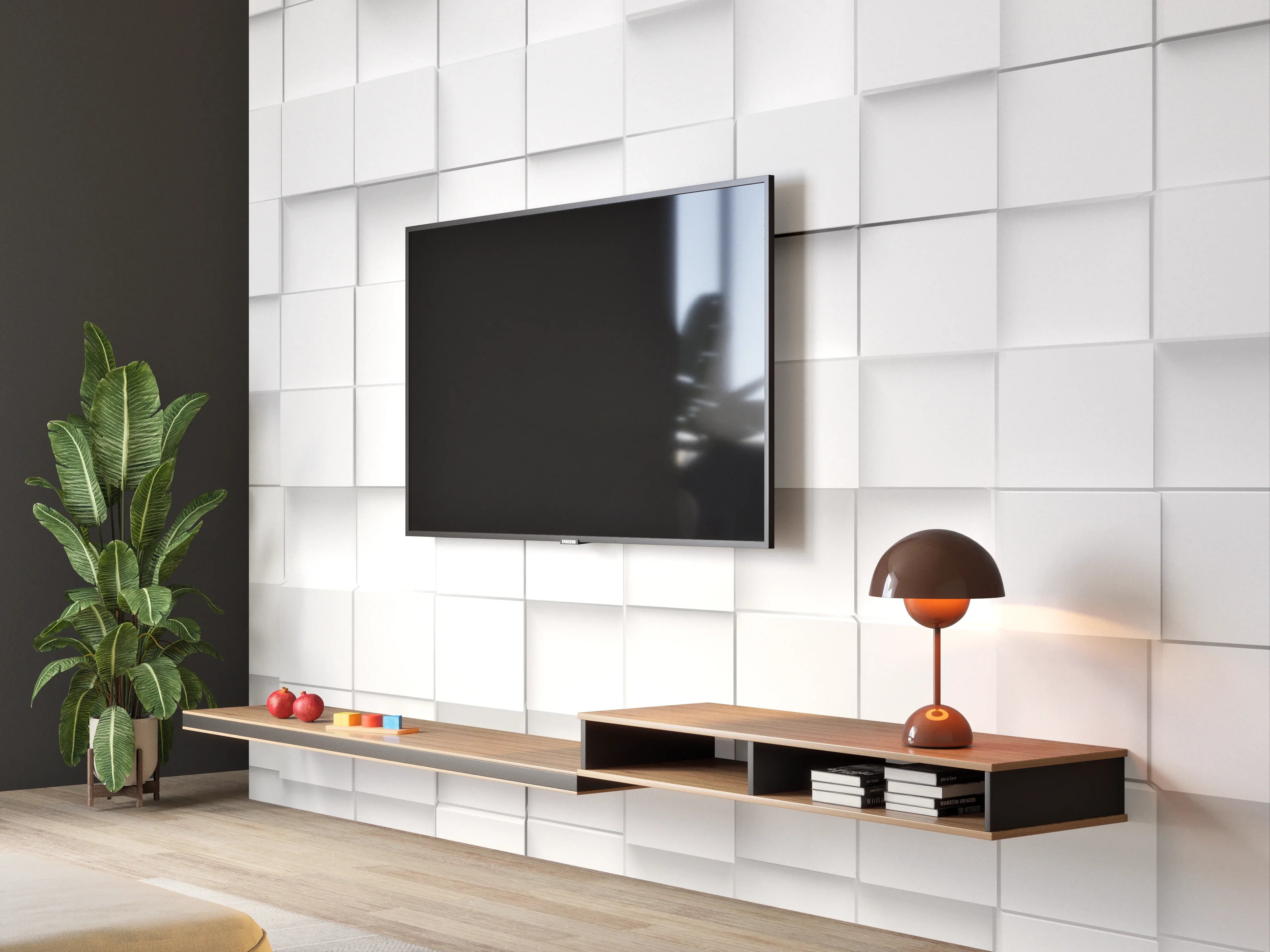 Wandverkleidung Wohnzimmer - Moderne weiße Wandfliesen