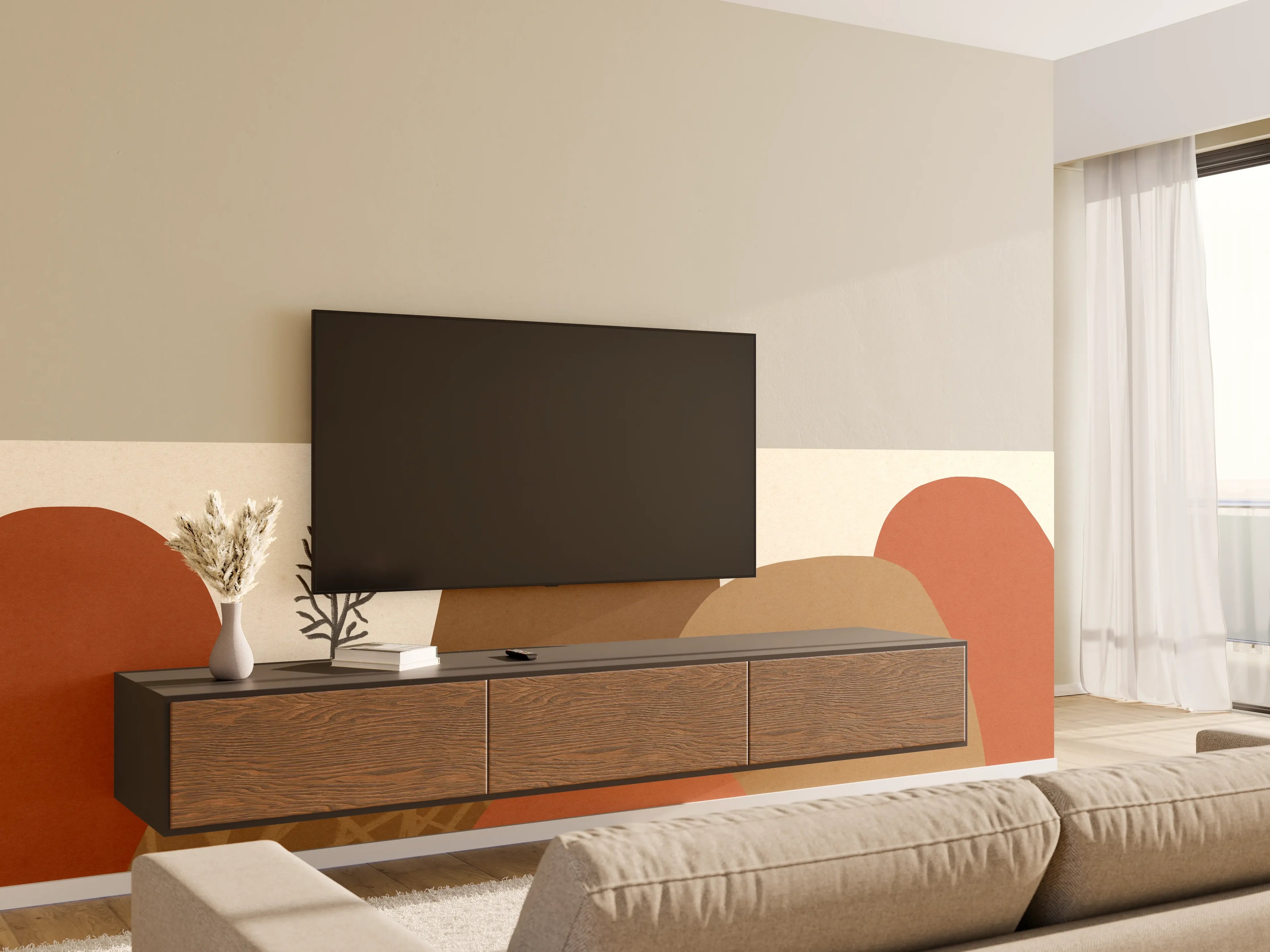 Wandverkleidung Wohnzimmer - Moderne, abstrakte Naturkunst