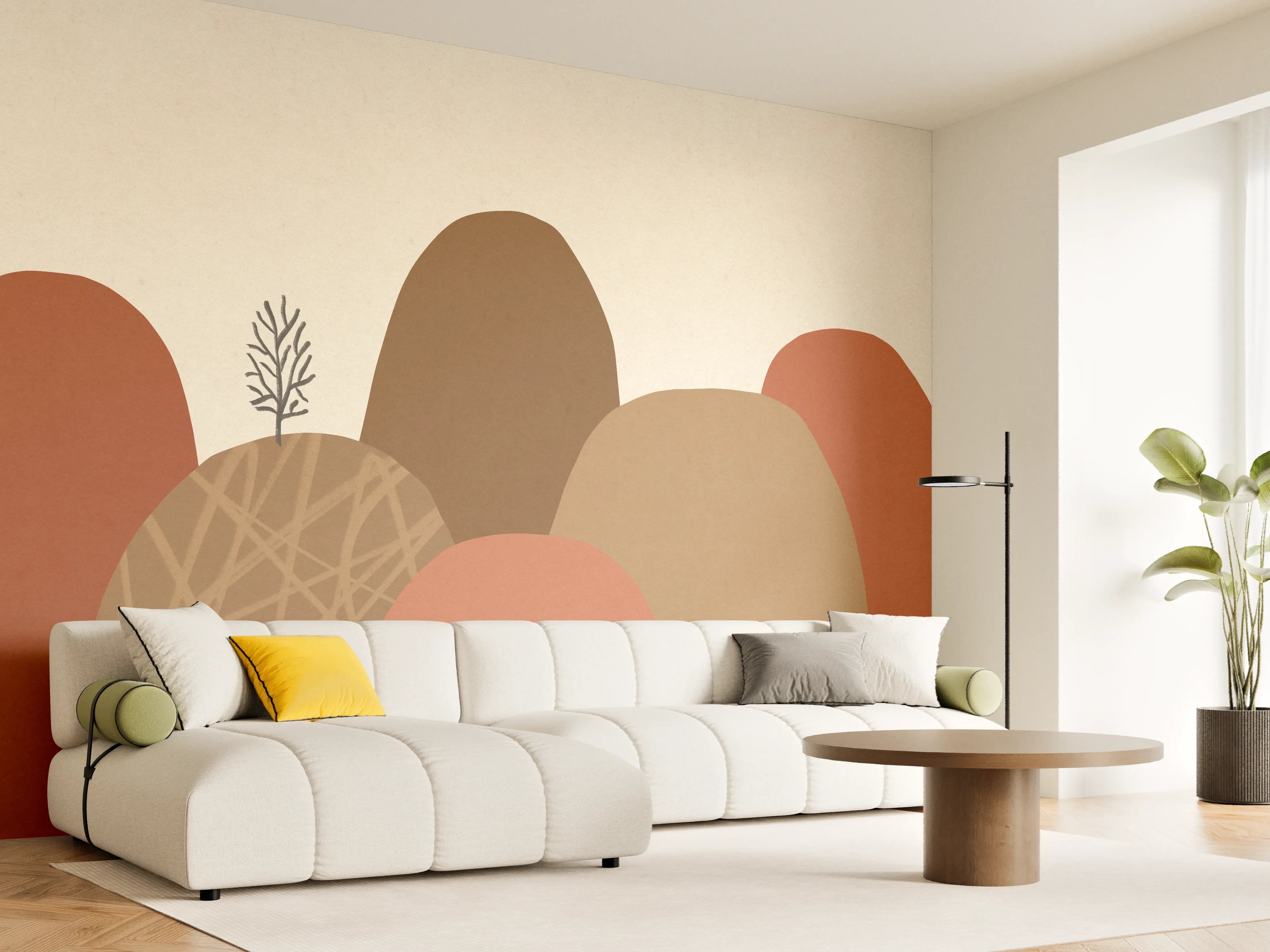 Wandverkleidung Wohnzimmer - Moderne, abstrakte Naturkunst