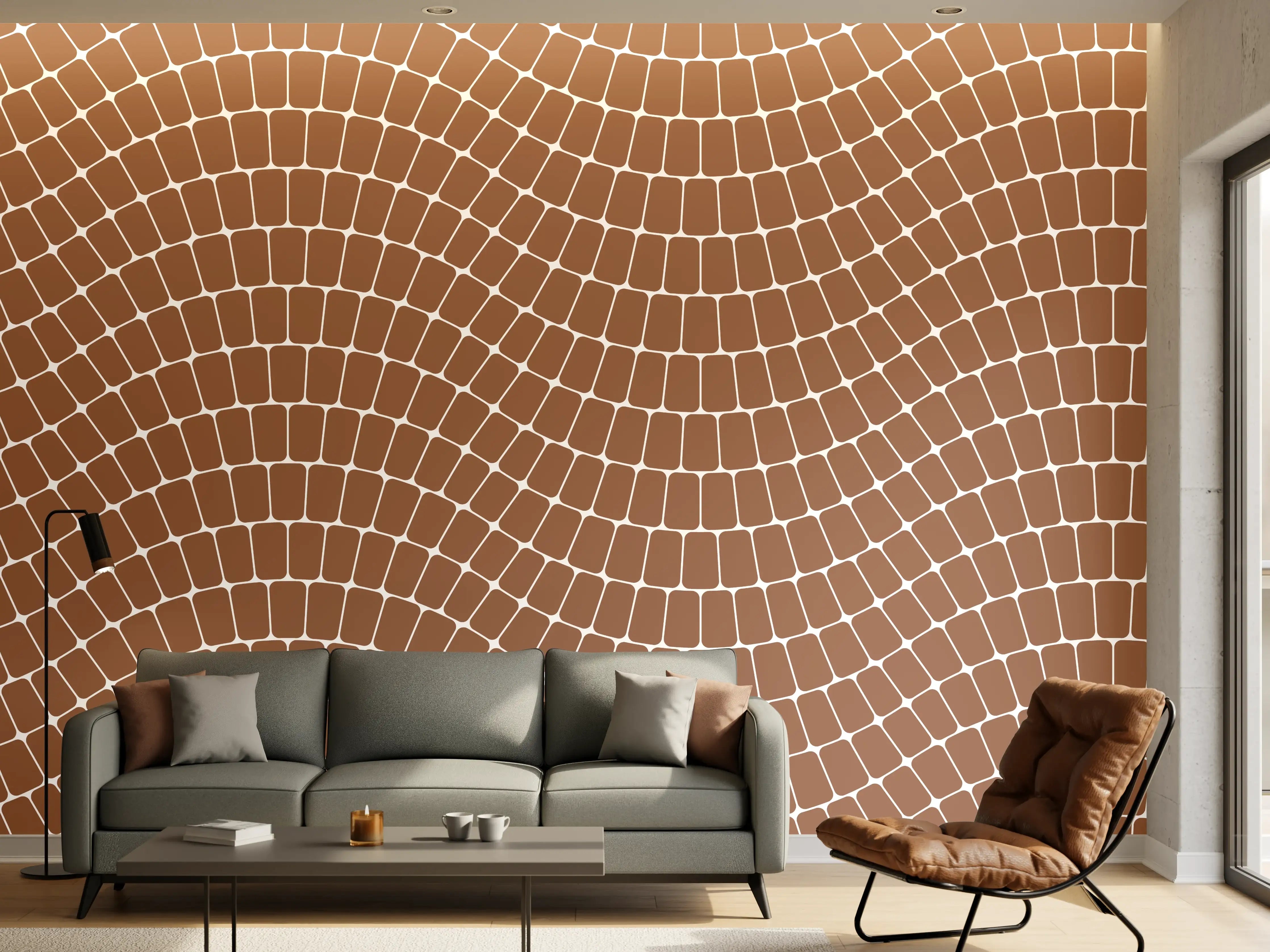 Wandverkleidung Wohnzimmer - Moderne, braune Mosaikfliese