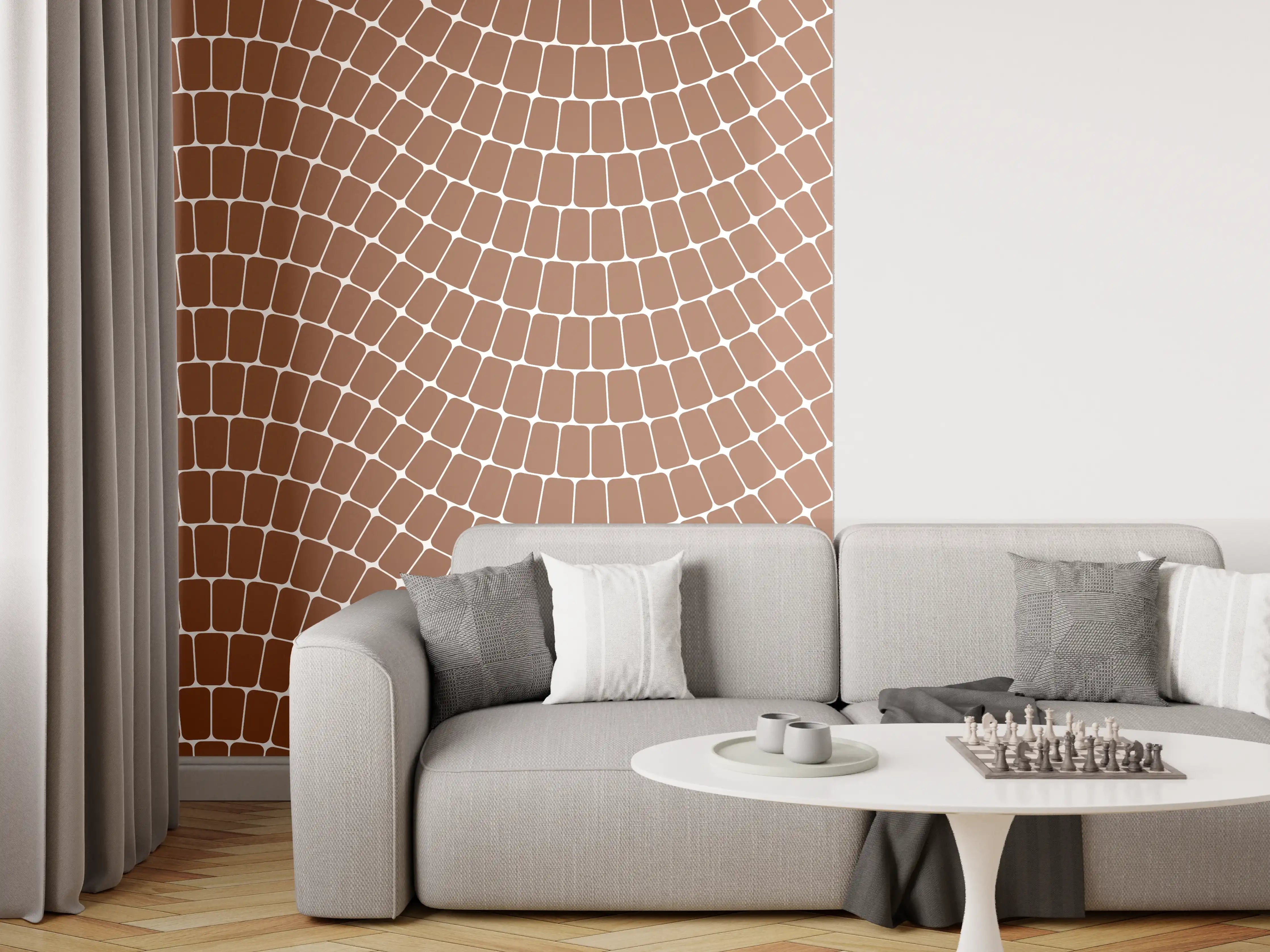 Wandverkleidung Wohnzimmer - Moderne, braune Mosaikfliese