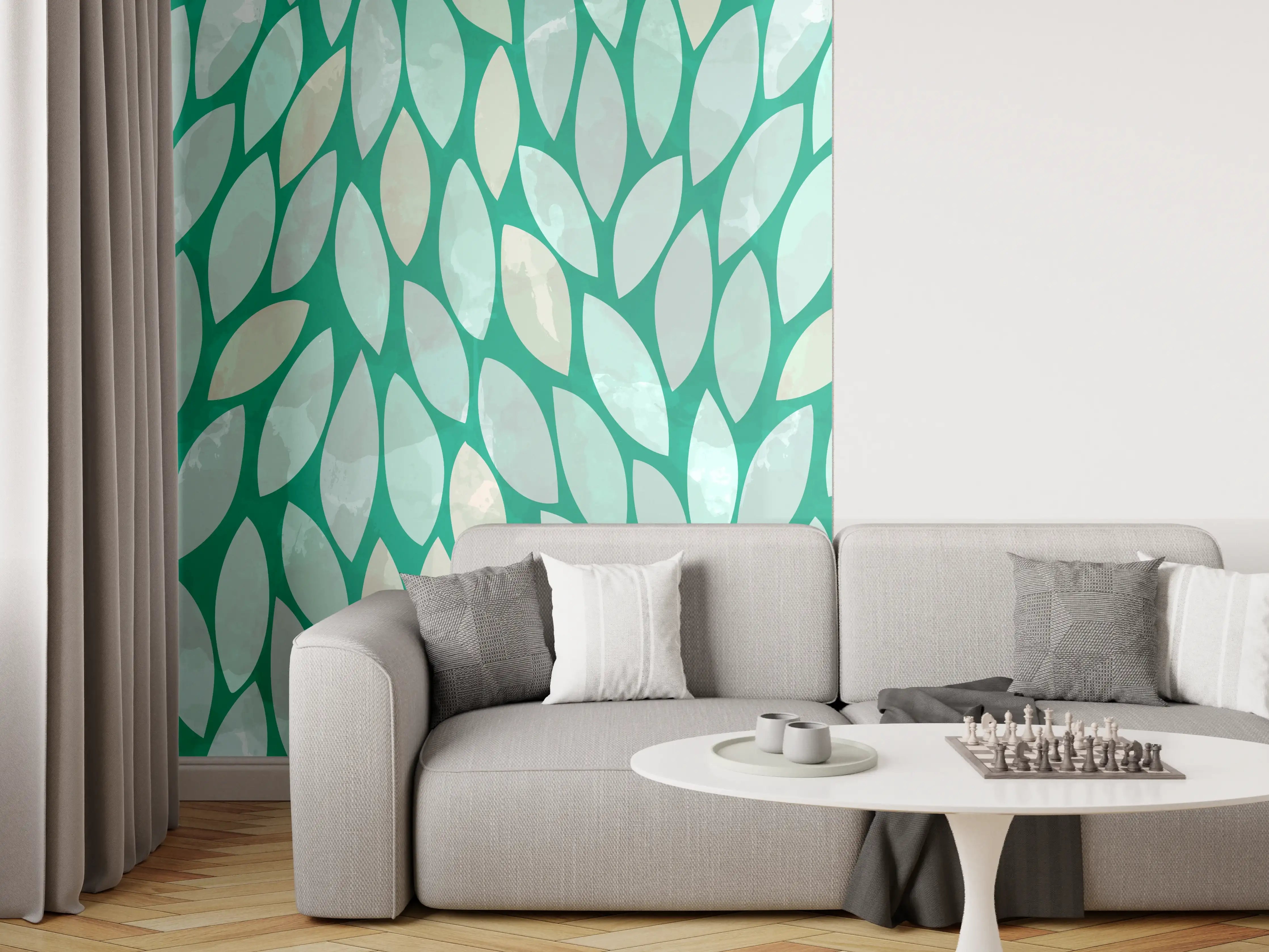 Wandverkleidung Wohnzimmer - Moderne, grüne Musterwanddekoration