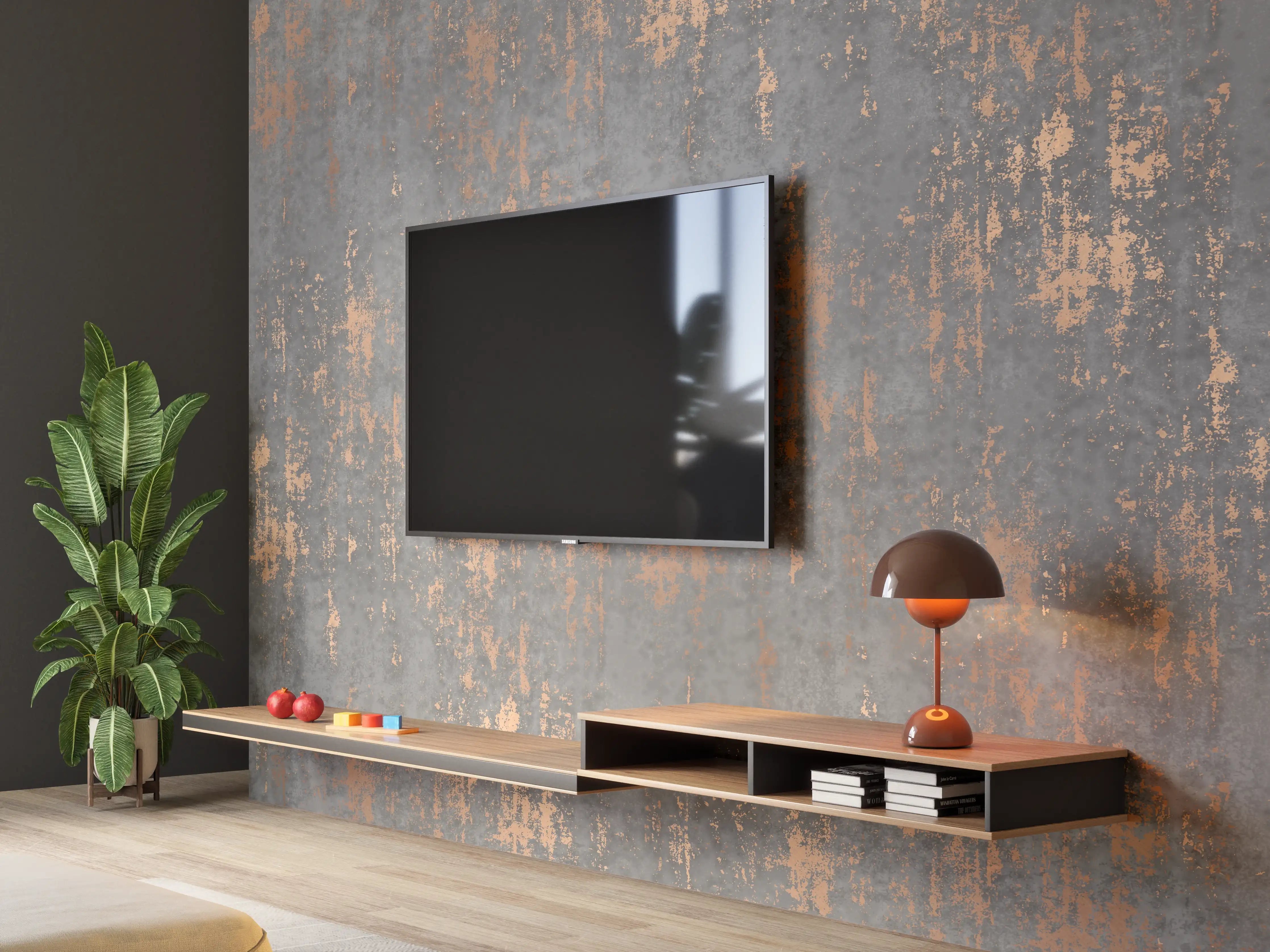 Wandverkleidung Wohnzimmer - Moderne, rostige Metalloberfläche