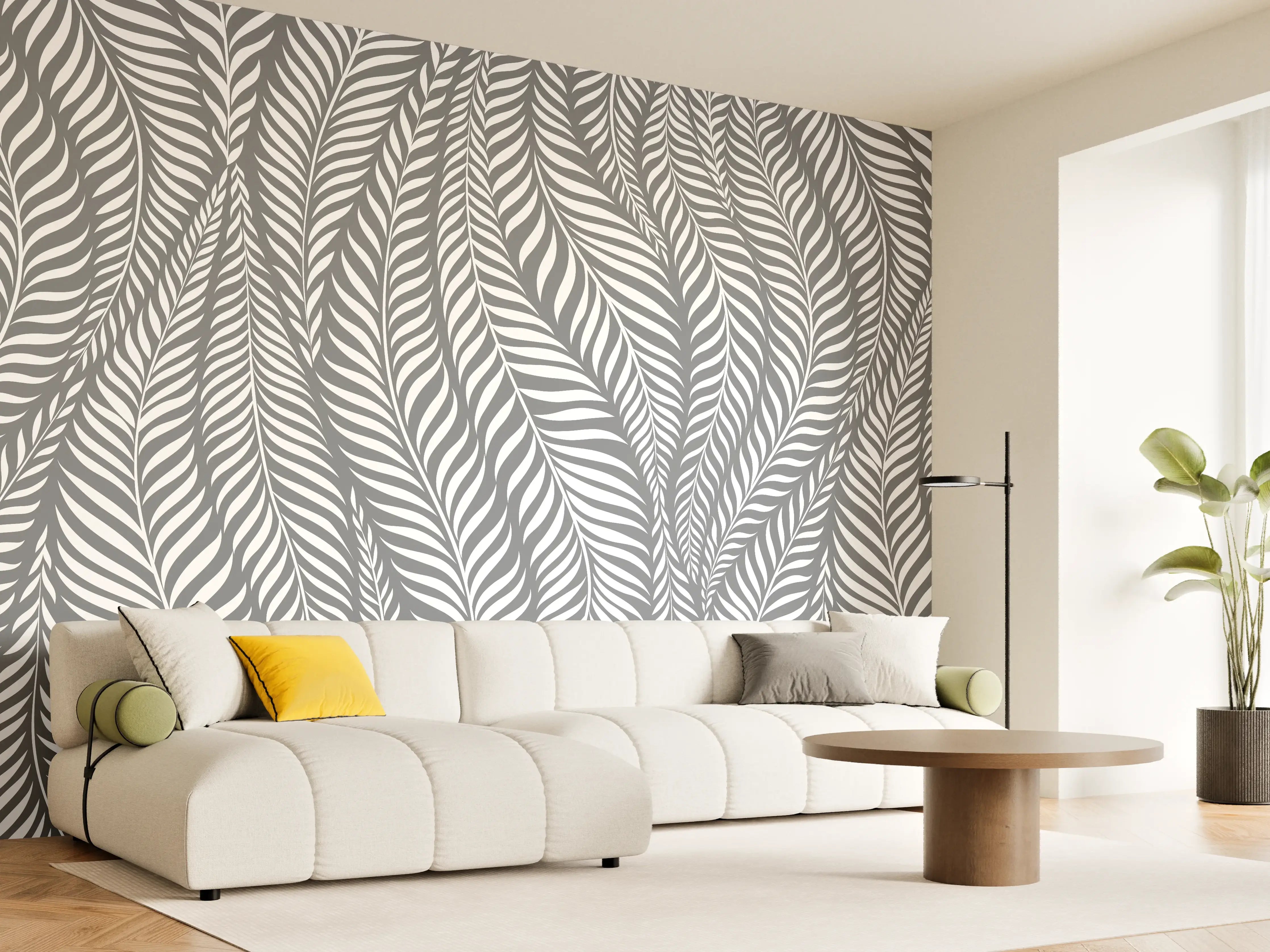 Wandverkleidung Wohnzimmer - Moderne, stilvolle Tapete mit Flora-Muster