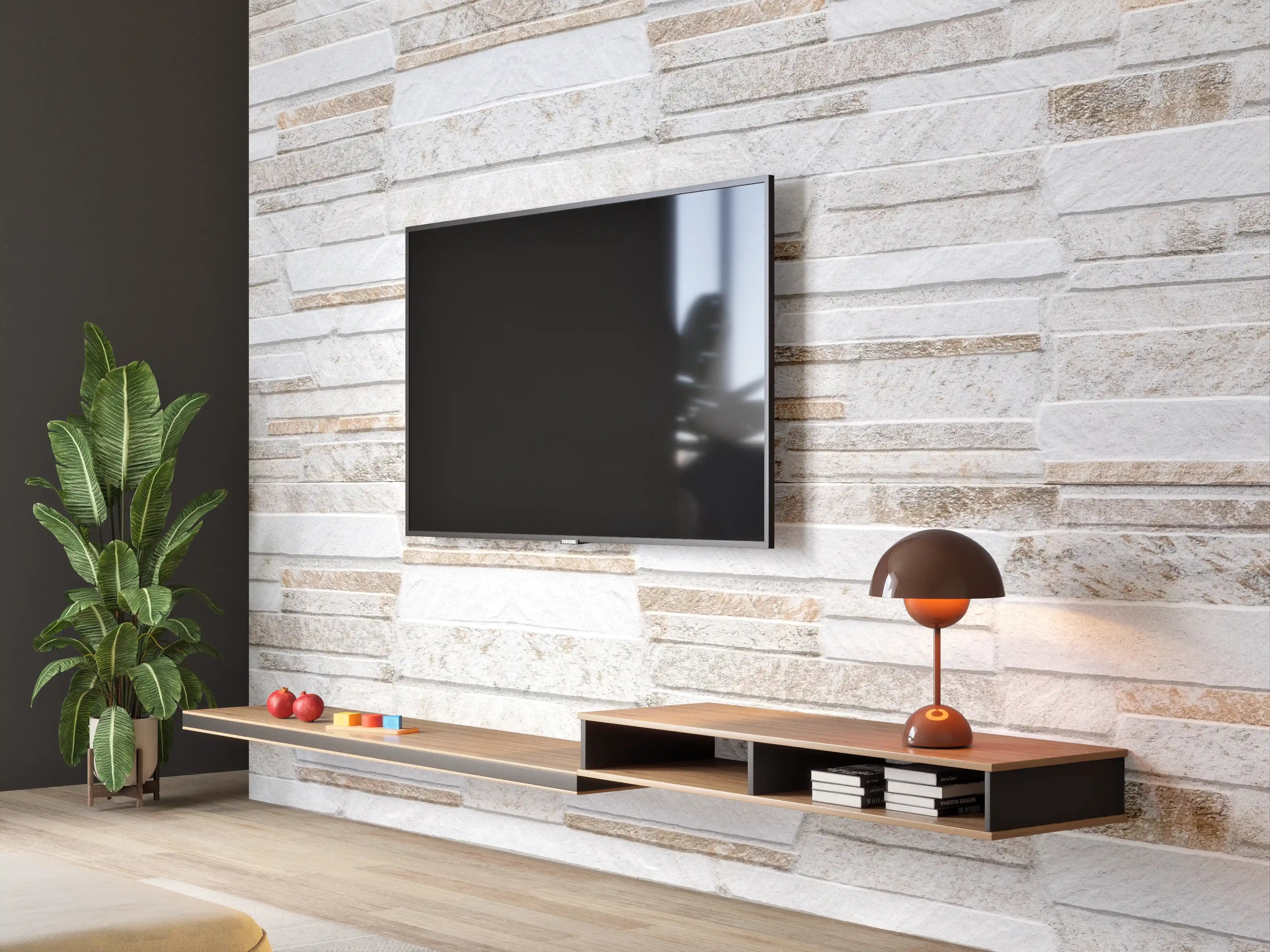 Wandverkleidung Wohnzimmer - Modernen braunen Steinmauer