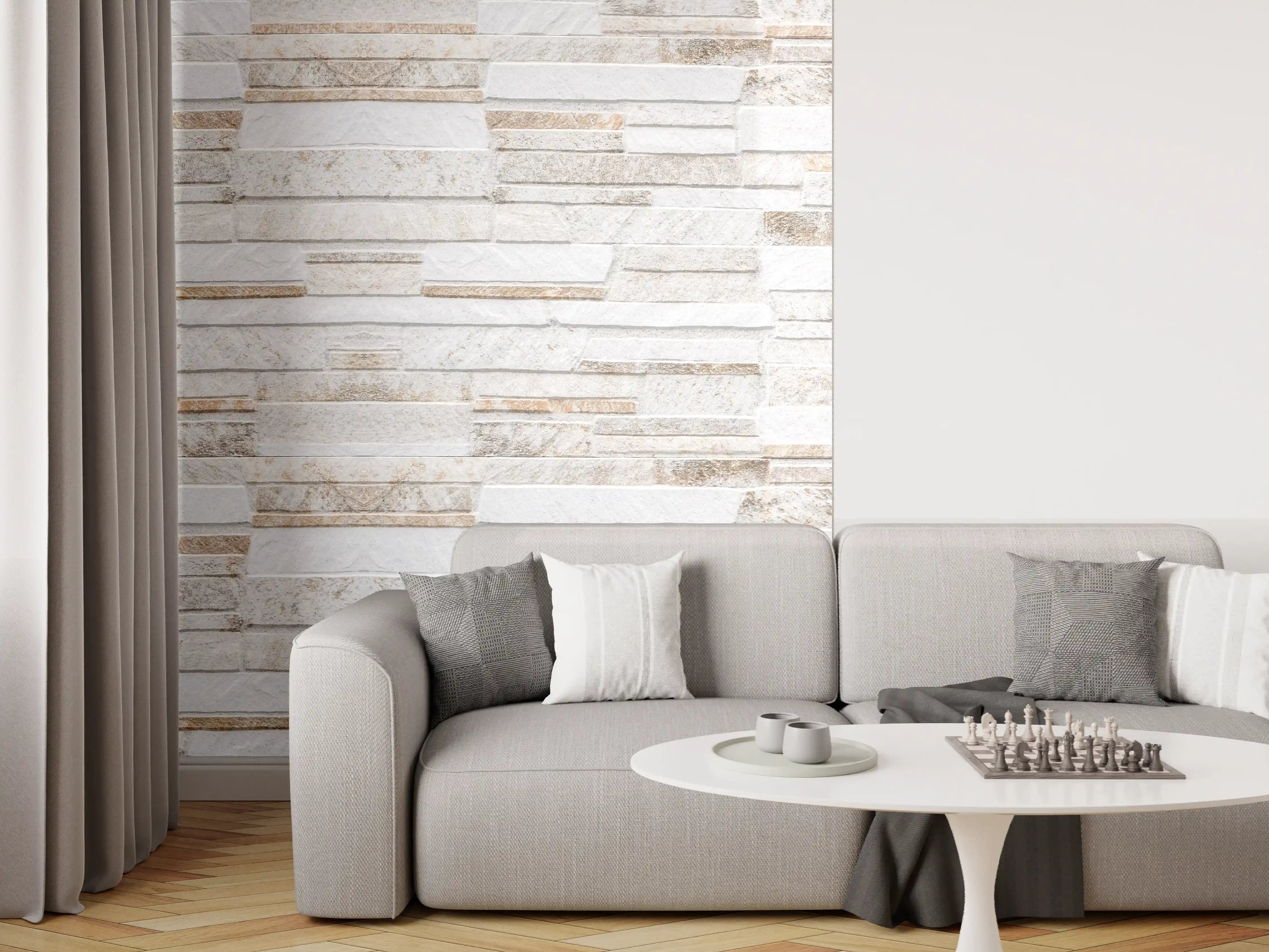 Wandverkleidung Wohnzimmer - Modernen braunen Steinmauer